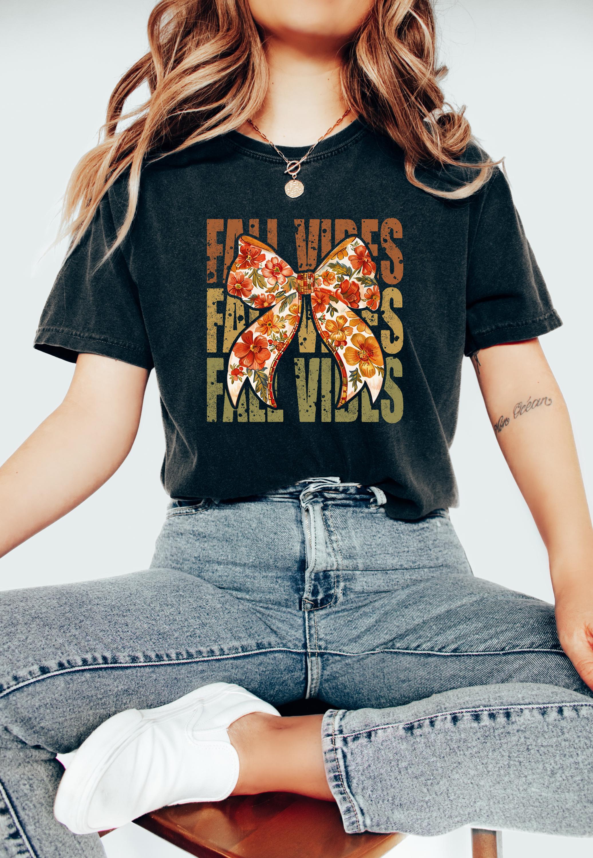 Cute Fall Vibes Comfort Colors shirt, Autumn T Shirt, Vintage Fall Shirt, Retro Fall Vibes Shirt, Autumn Floral Shirt