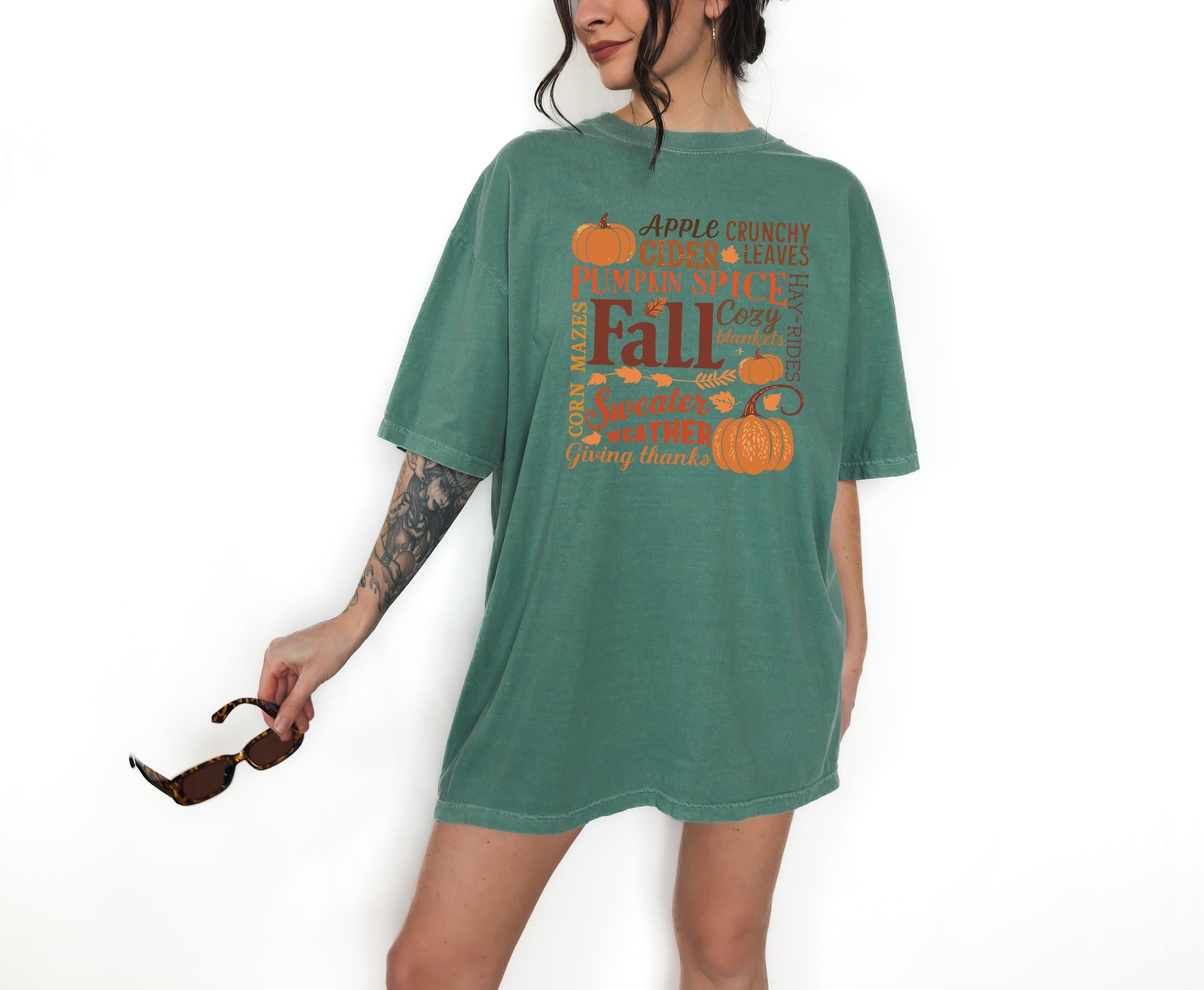 Fall Favorites Collage Comfort Colors shirt, Pumpkin T Shirt, Hay Ride Sweater Weather Shirt, Retro Fall Vibes Shirt, Autumn Shirt