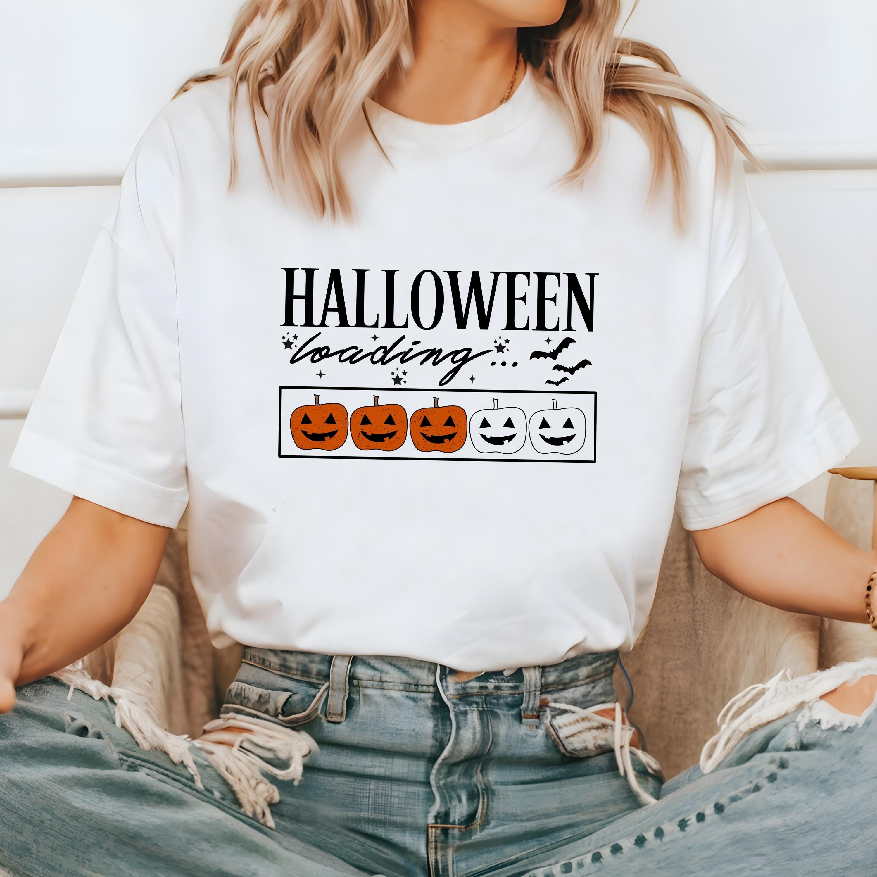 Cute Halloween Loading Comfort Colors shirt, Cowboy Ghost T Shirt, Vintage Halloween Shirt Retro Fall Vibes Shirt, Autumn Shirt Spooky Shirt