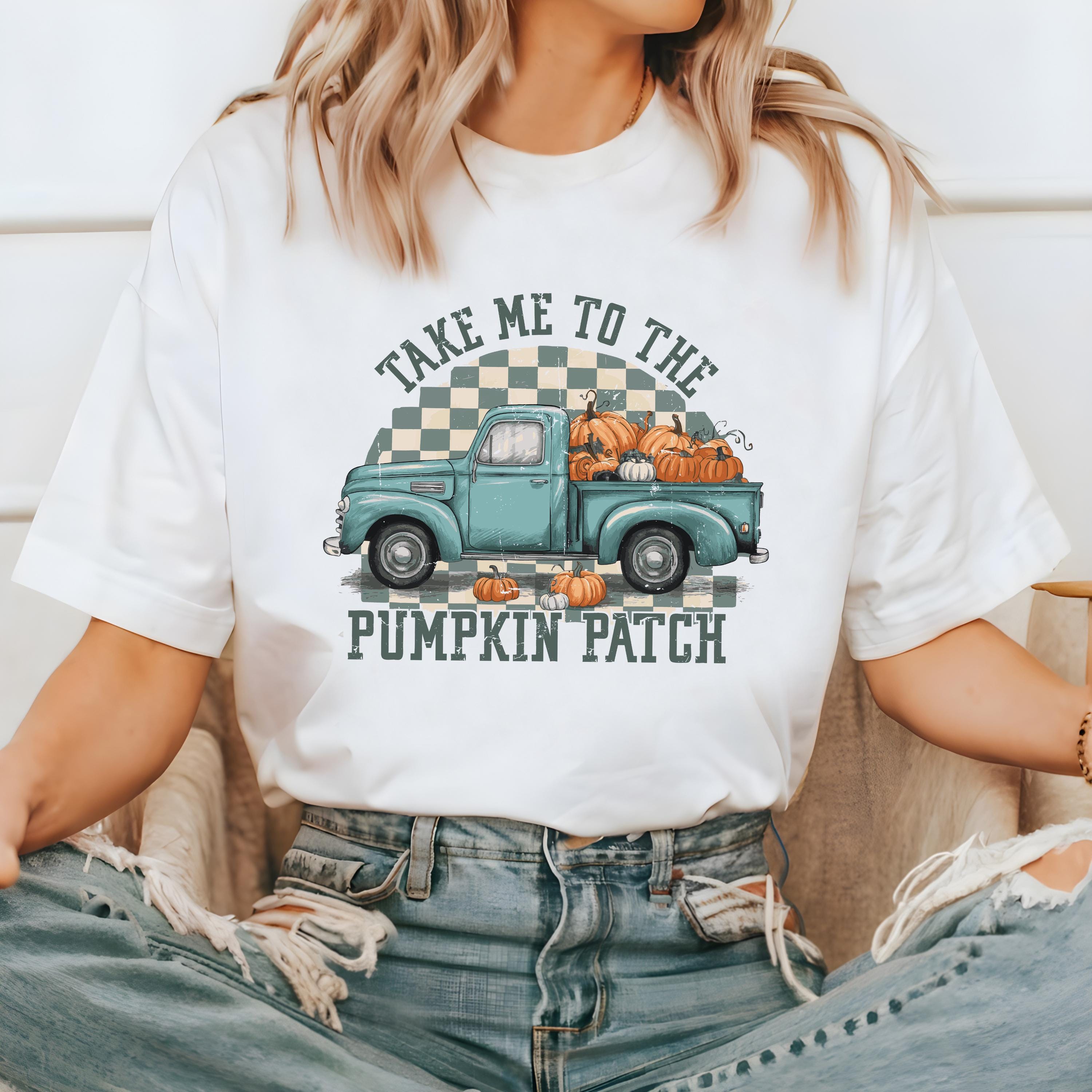 Comfort Colors T Shirt, Take Me To The Pumpkin Patch, Vintage Halloween T, Retro Fall Vibes Shirt, Vintage Autumn Shirt, Checkered Design