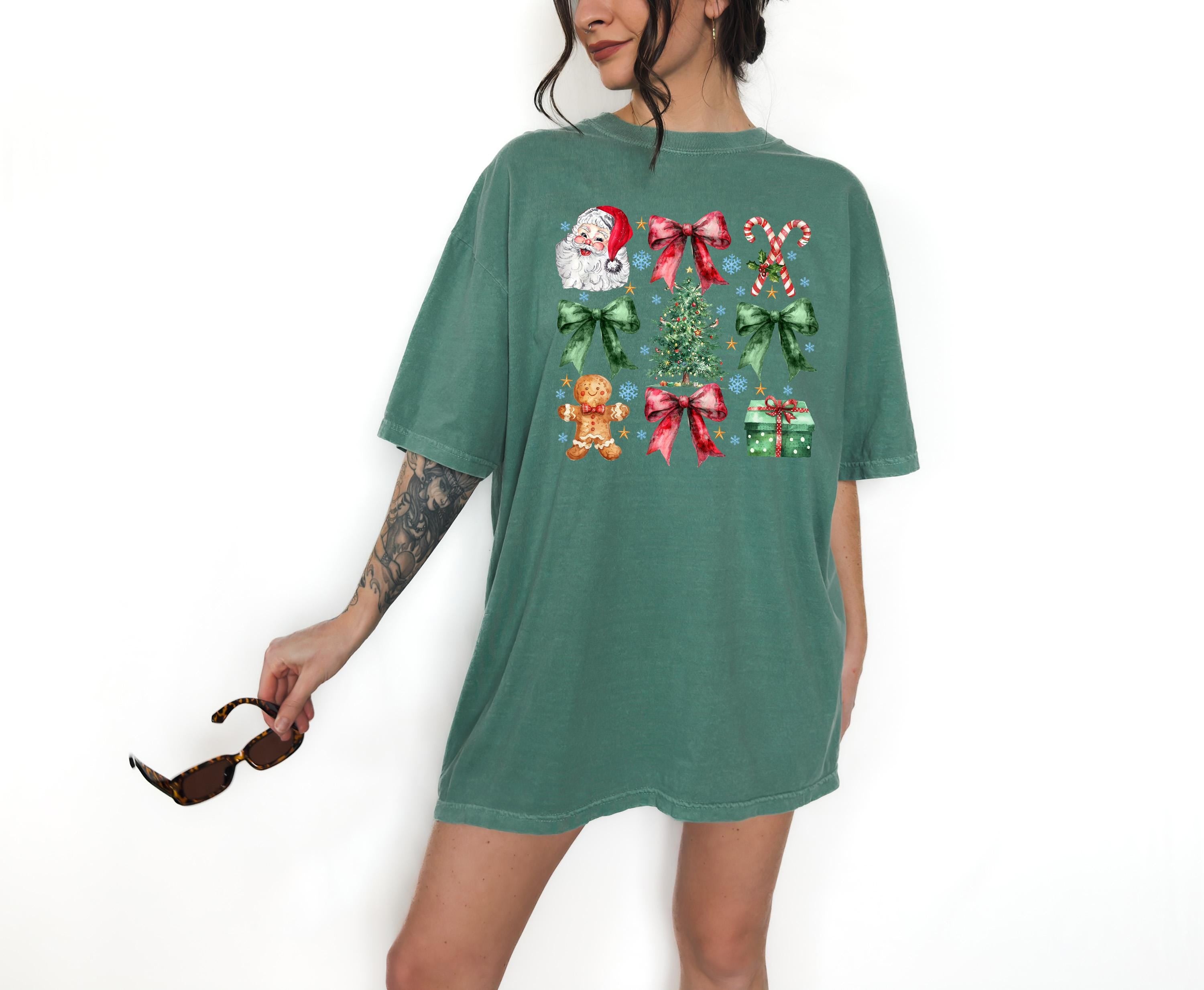 Christmas Collage Comfort Colors Shirt Gingerbread T Shirt Christmas Tree and Presents Tee Holiday Shirt, 2024 Christmas T Shirt Candy Canes