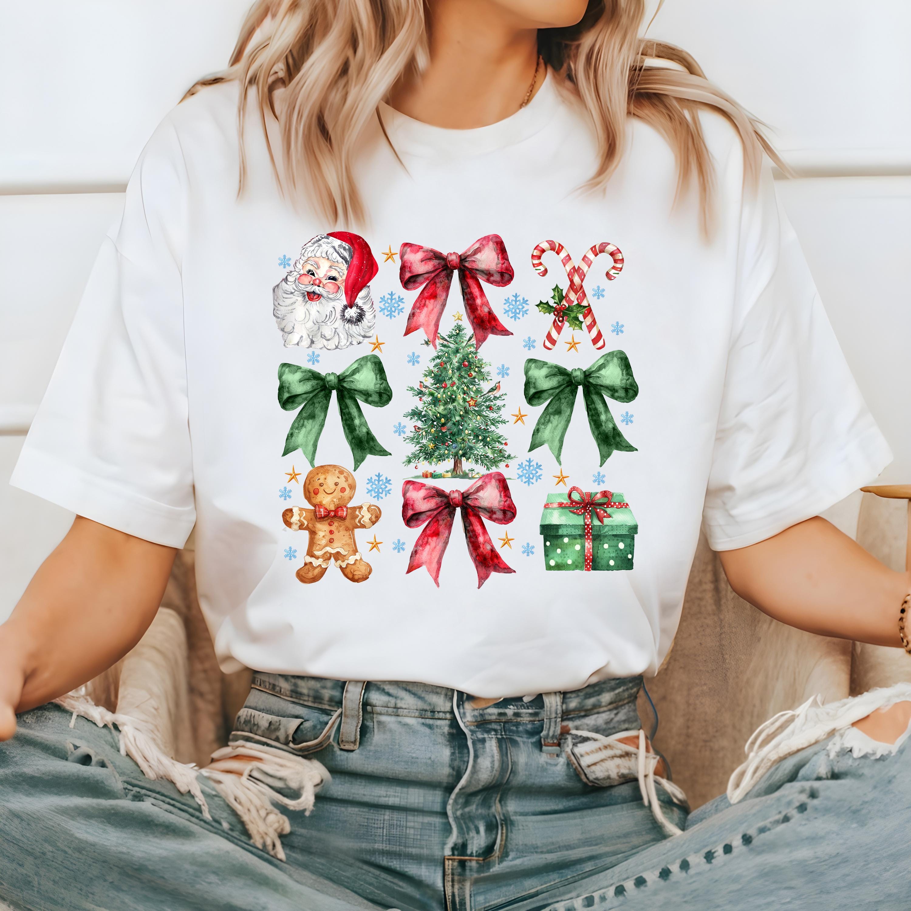 Christmas Collage Comfort Colors Shirt Gingerbread T Shirt Christmas Tree and Presents Tee Holiday Shirt, 2024 Christmas T Shirt Candy Canes