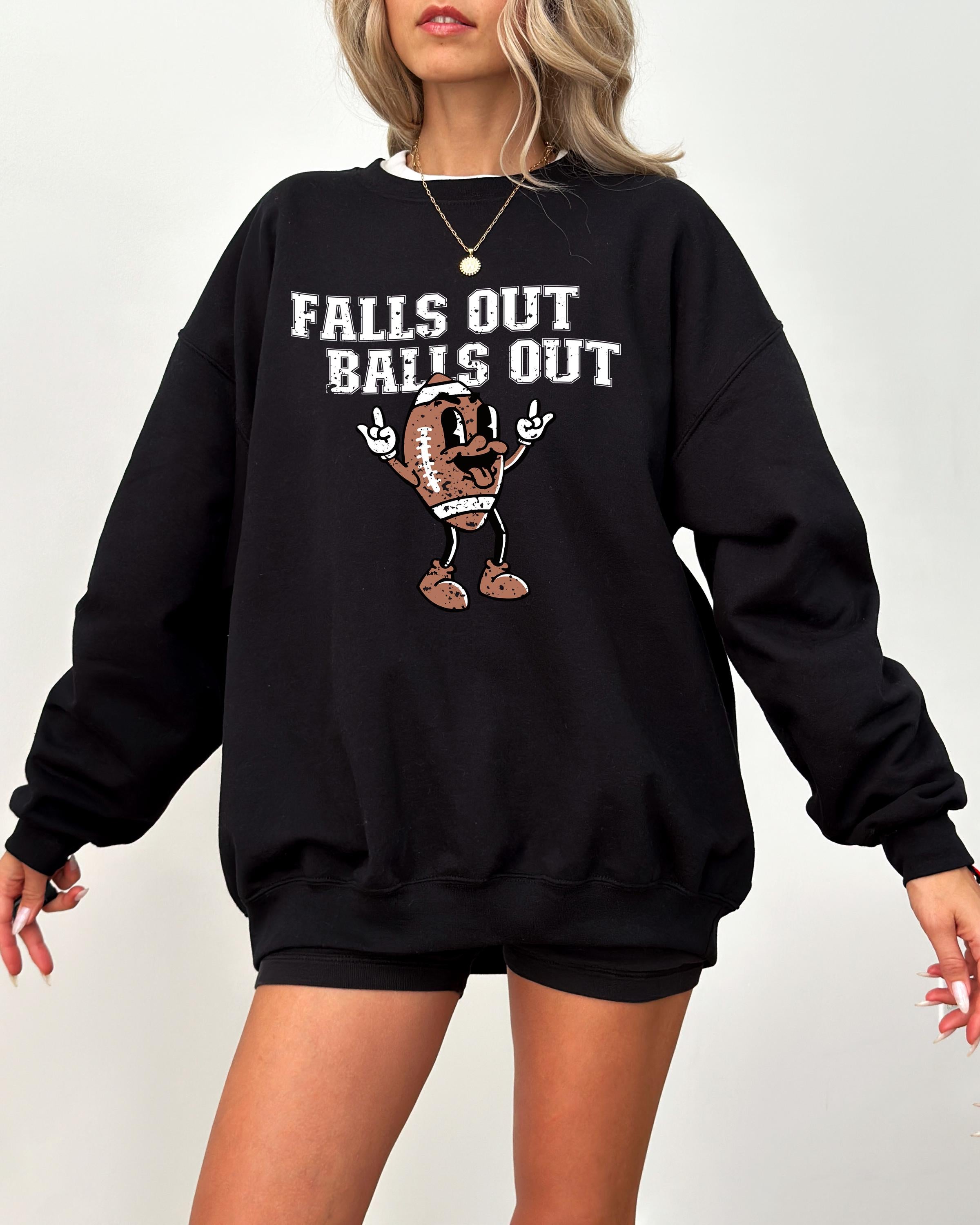 Falls Out Balls Out Sweatshirt, Football Crewneck, Fall Sweater, Autumn Crew, Cute Football Pullover, 2024 Football Season, Sports Shirt,