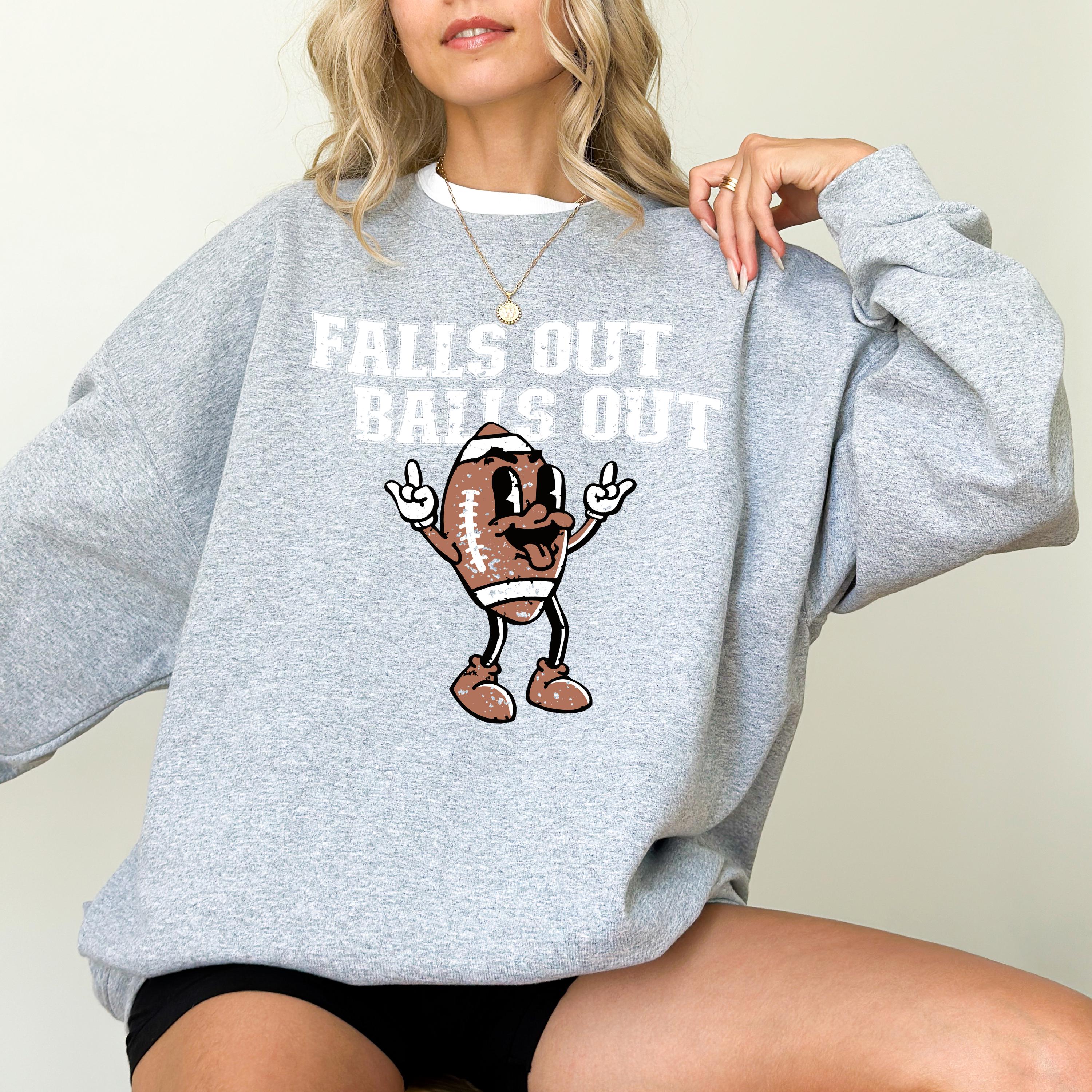 Falls Out Balls Out Sweatshirt, Football Crewneck, Fall Sweater, Autumn Crew, Cute Football Pullover, 2024 Football Season, Sports Shirt,