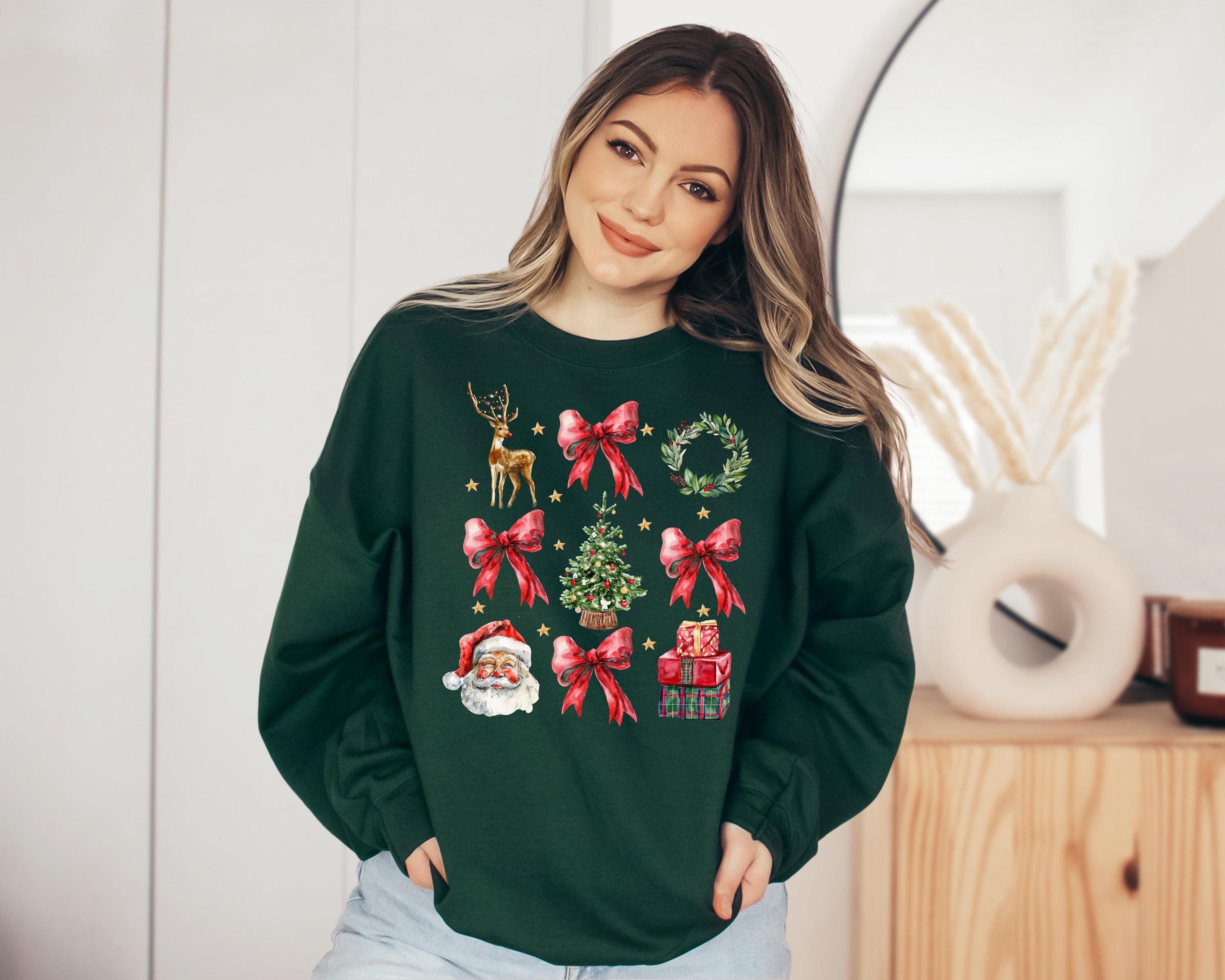 Christmas Collage Sweater, Trendy Santa Crewneck, Winter Sweatshirt, Cute Holiday Crew, Christmas Tree Shirt for Women, Family Christmas T