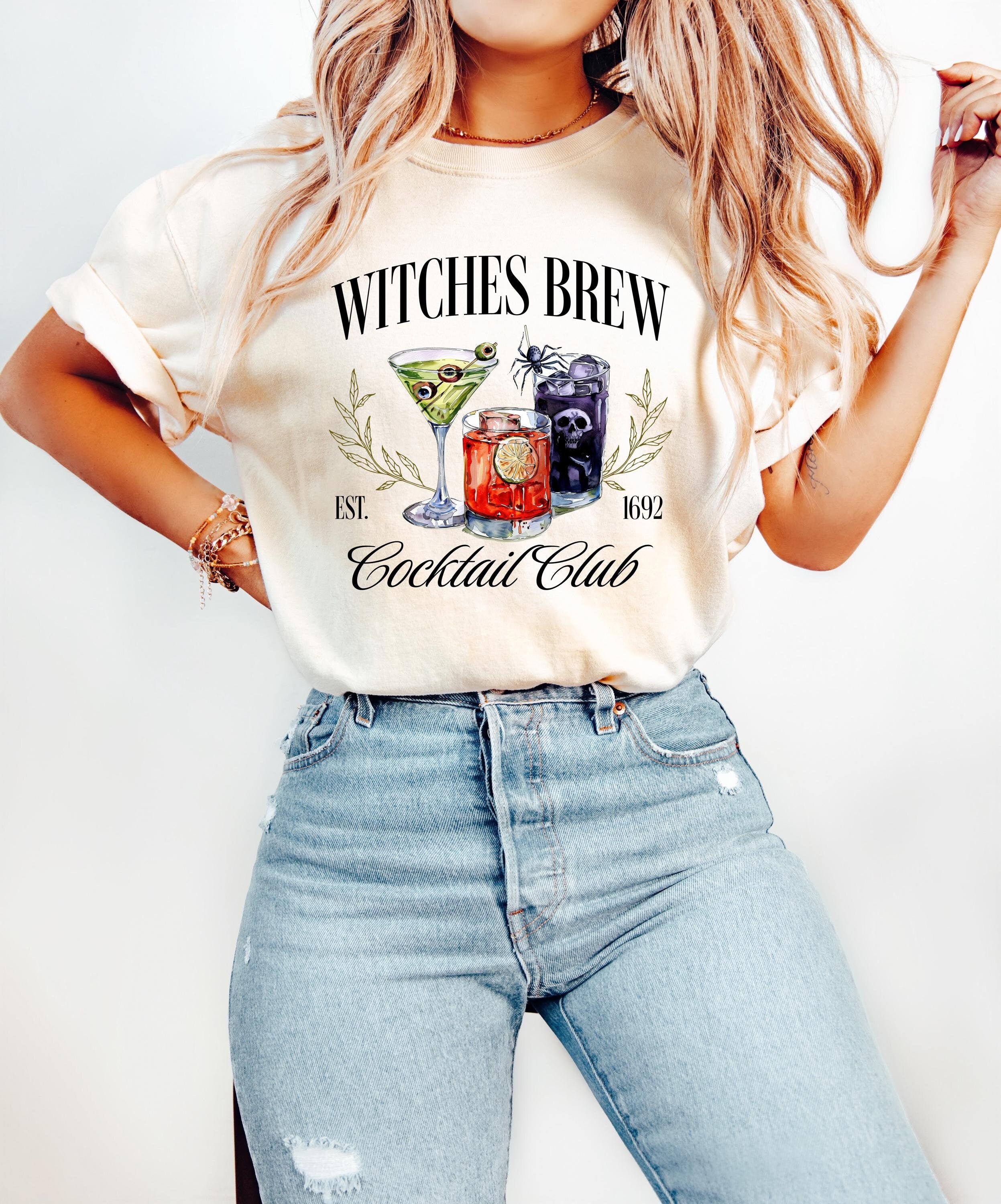 Witches Brew Comfort Colors T Shirt, Halloween Cocktail club T Shirt, Cute Witch Shirt, Pumpkin Autumn T, Fall Pumpkin Shirt