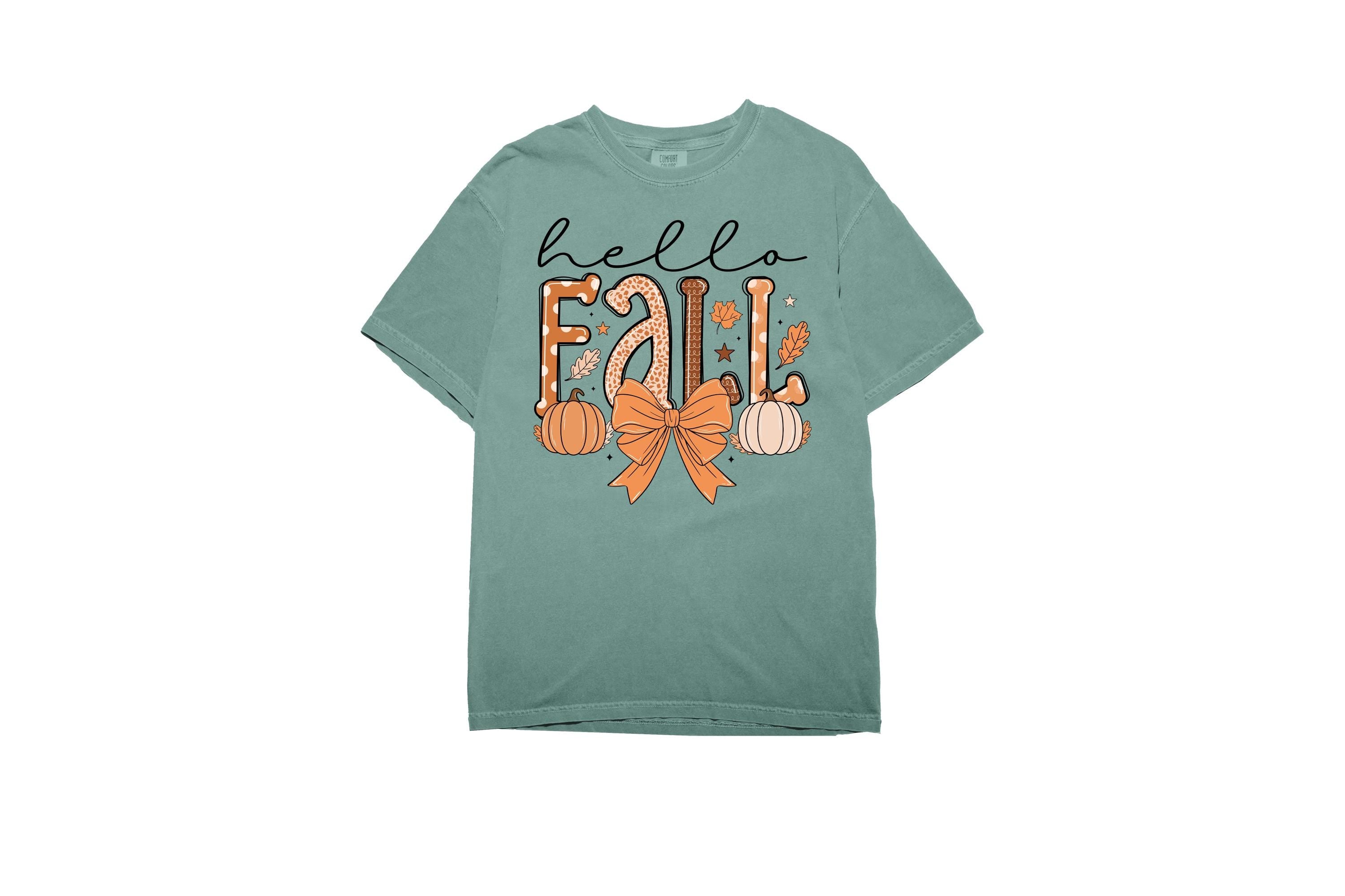 Comfort Colors Hello Fall T Shirt, Thanksgiving Tshirt, Halloween shirt, Autumn Harvest Tee, Fall T, Trendy Womens Graphic T, Pumpkin Shirt