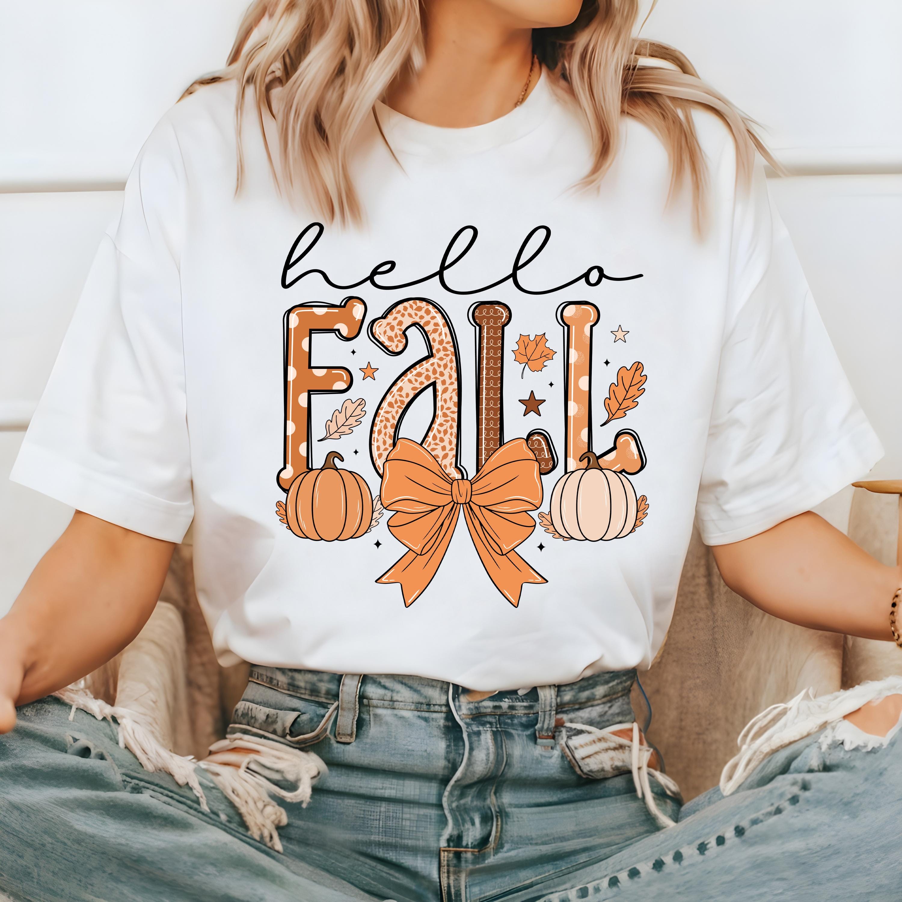 Comfort Colors Hello Fall T Shirt, Thanksgiving Tshirt, Halloween shirt, Autumn Harvest Tee, Fall T, Trendy Womens Graphic T, Pumpkin Shirt