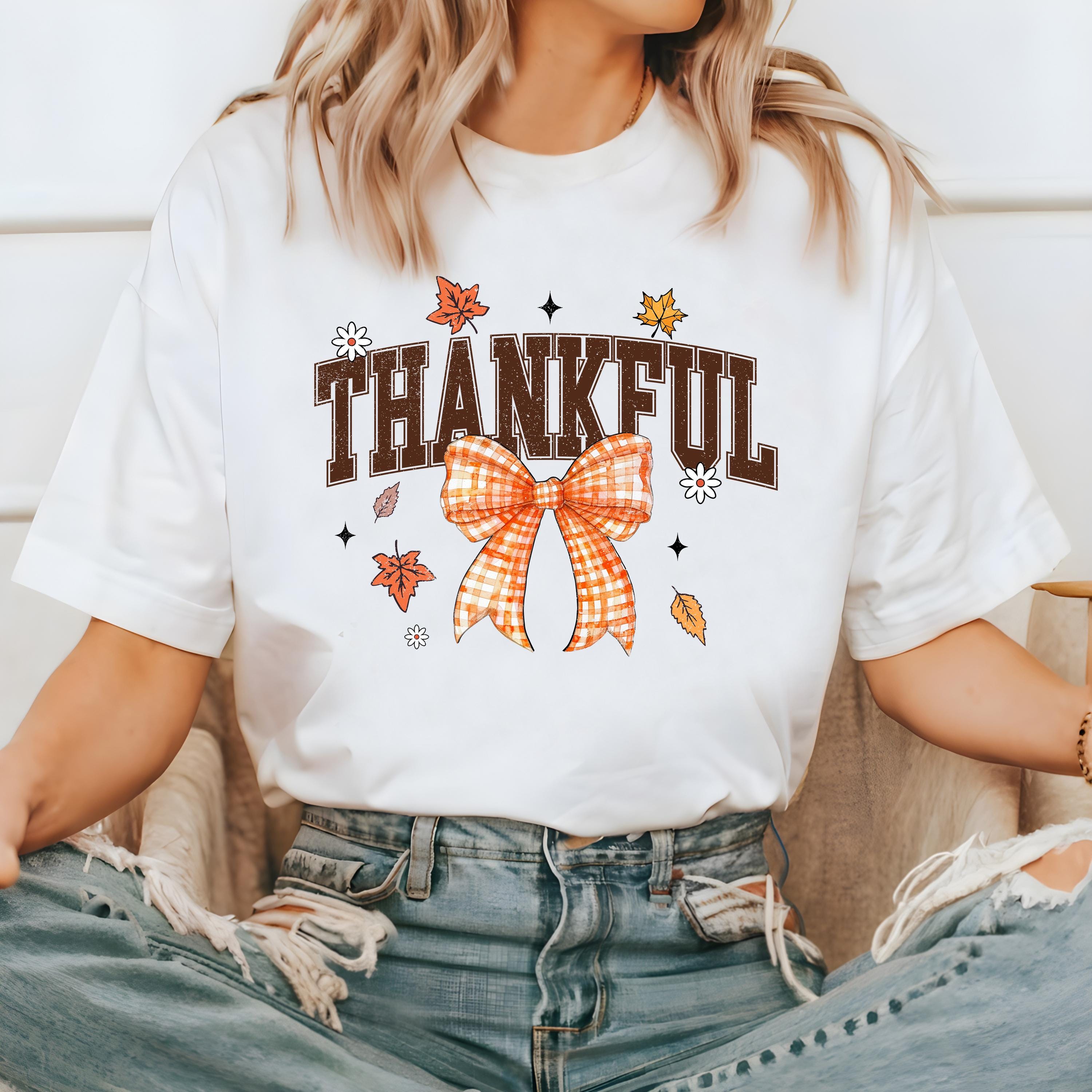 Thankful Comfort Colors shirt, Autumn Tee, Thanksgiving shirt, Vintage Fall Shirt, Retro Fall Vibes Shirt, Autumn Shirt, Cute Bow Design