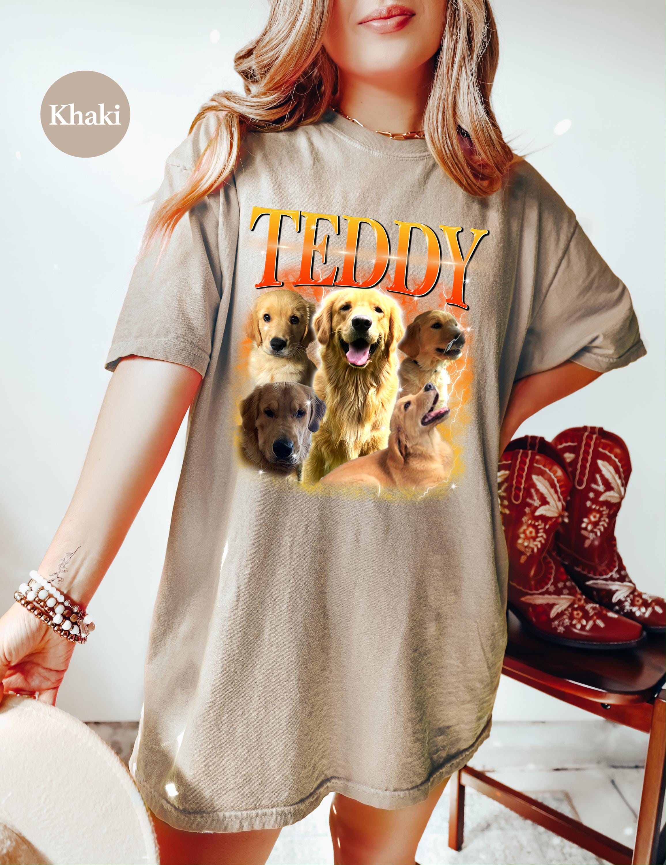 New Custom Dog Collage Comfort Colors TShirt, Trendy Pet Shirt, Retro 90's Shirt, Vintage Unisex Tee, Custom Cat Shirt, Personalized Gift,