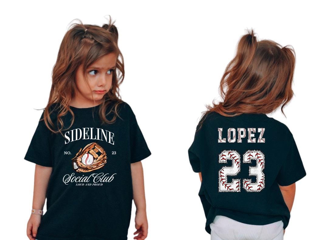 Custom Baseball Toddler Shirt, Side Line Social Club T Shirt, Custom Name and Number T