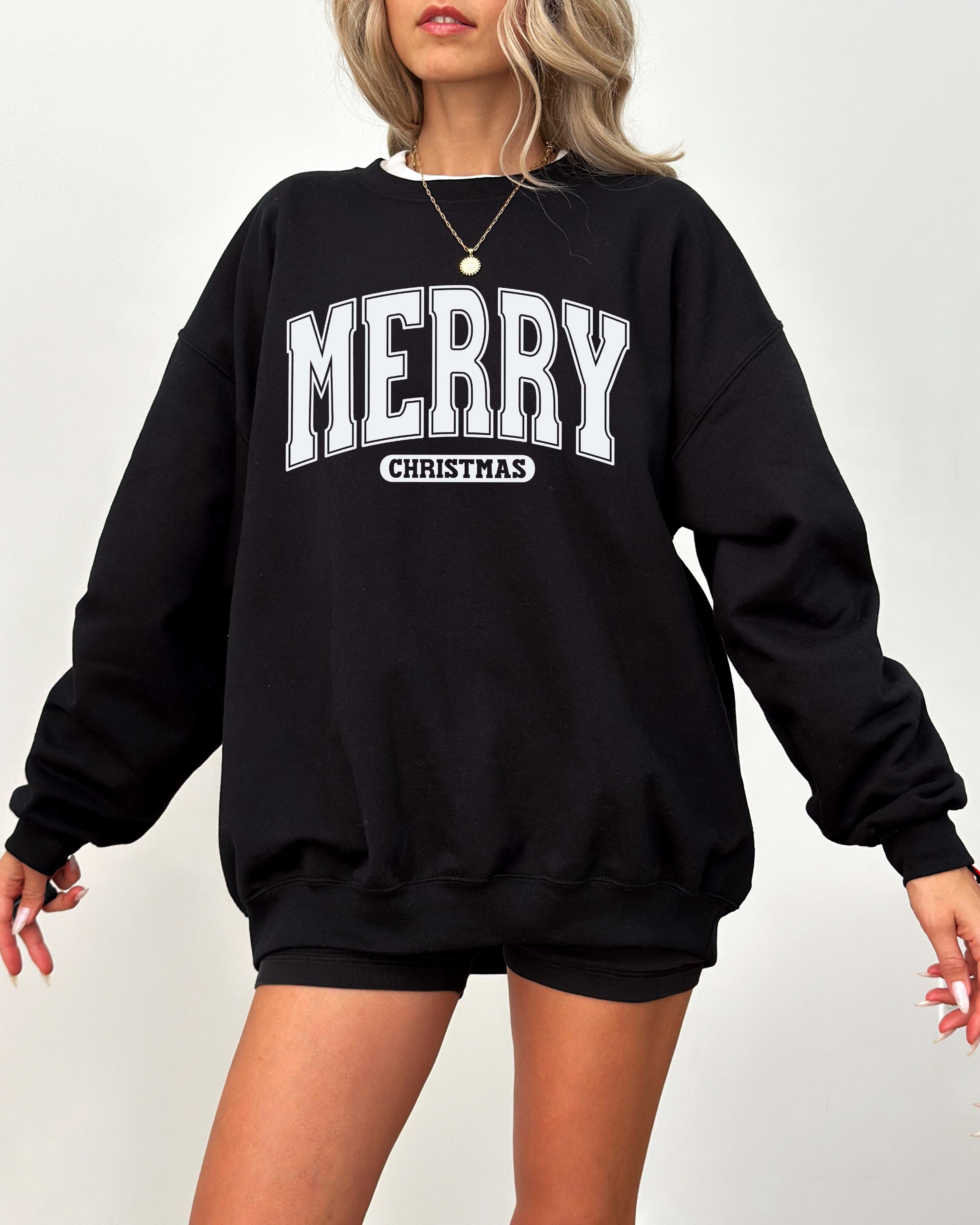 Merry Christmas Sweater, Trendy Christmas Crewneck, Winter Sweatshirt, Cute Holiday Crew, Christmas Shirt for Women, Family Christmas Tshirt