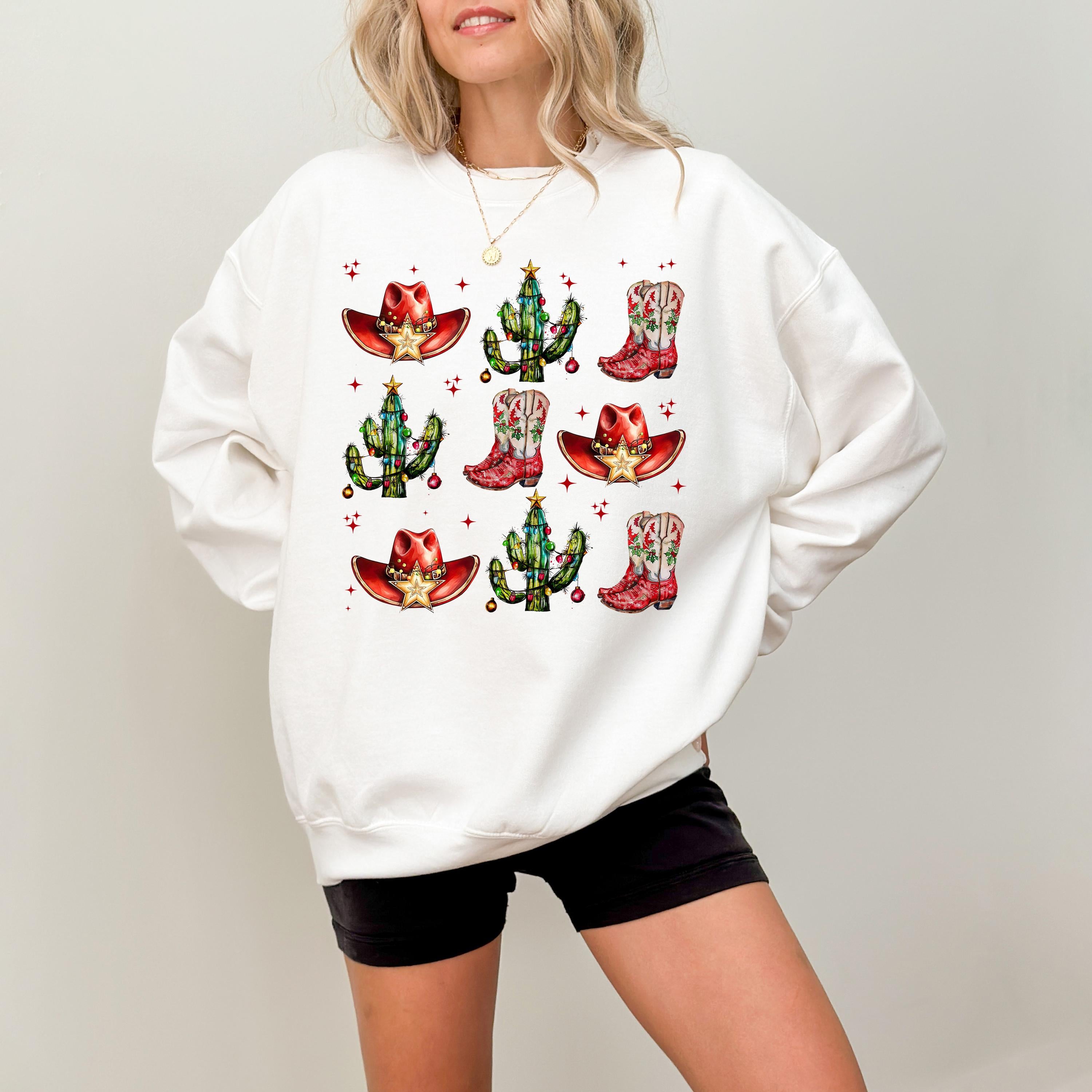 Western Christmas Sweater, Trendy Christmas Crewneck, Winter Sweatshirt Cute Holiday Crew, Cowboy Christmas Shirt, Family Christmas Tshirt