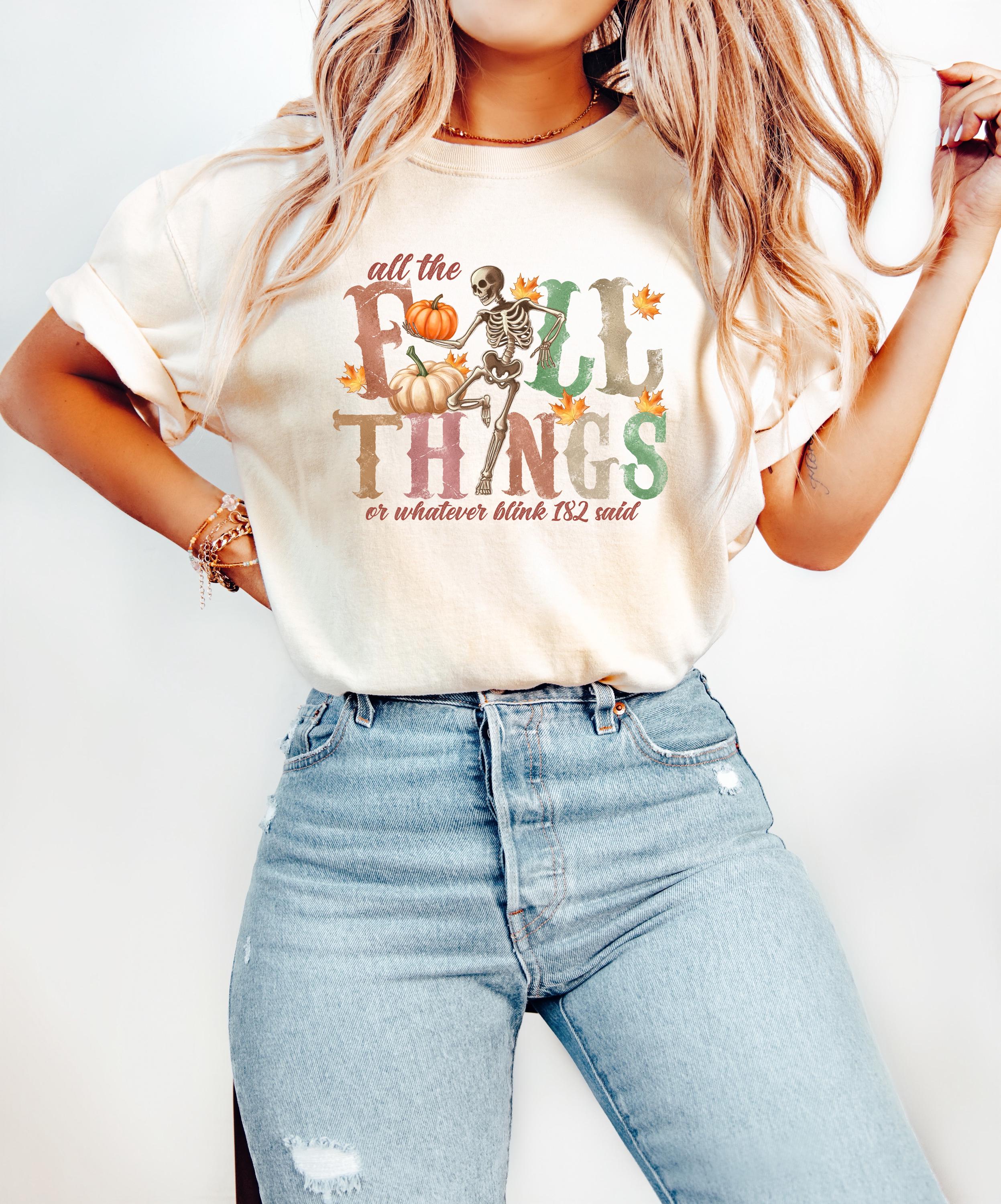 All The Fall Things Comfort Colors T Shirt, Thanksgiving Tshirt, Halloween shirt, Autumn Fall Harvest Tee, Women's Graphic T, Pumpkin Shirt