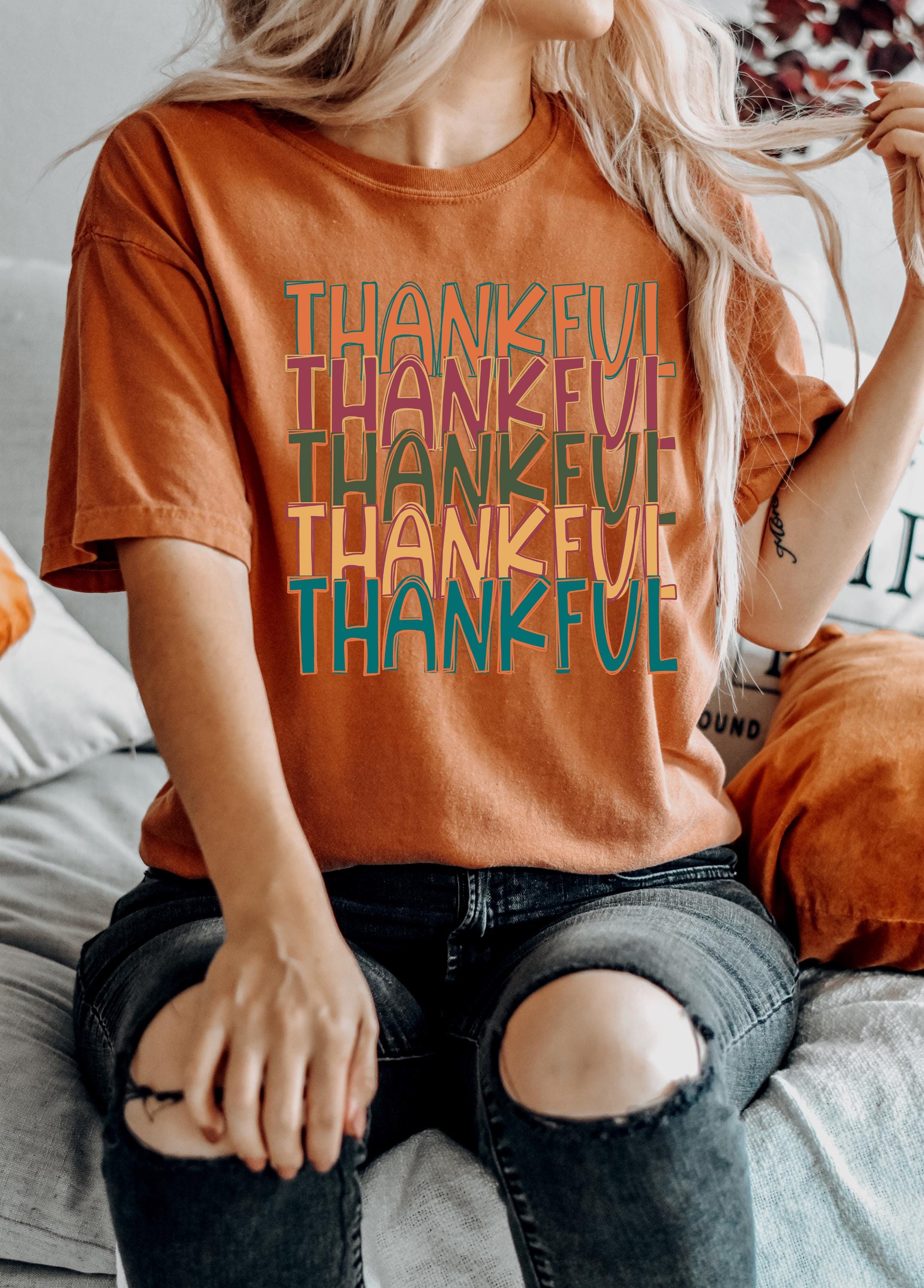 Thankful Comfort Colors T Shirt, Thanksgiving Tshirt, Halloween shirt, Autumn Tee, Fall Tee, Trendy Womens Graphic T, Fall T, Pumpkin Shirt