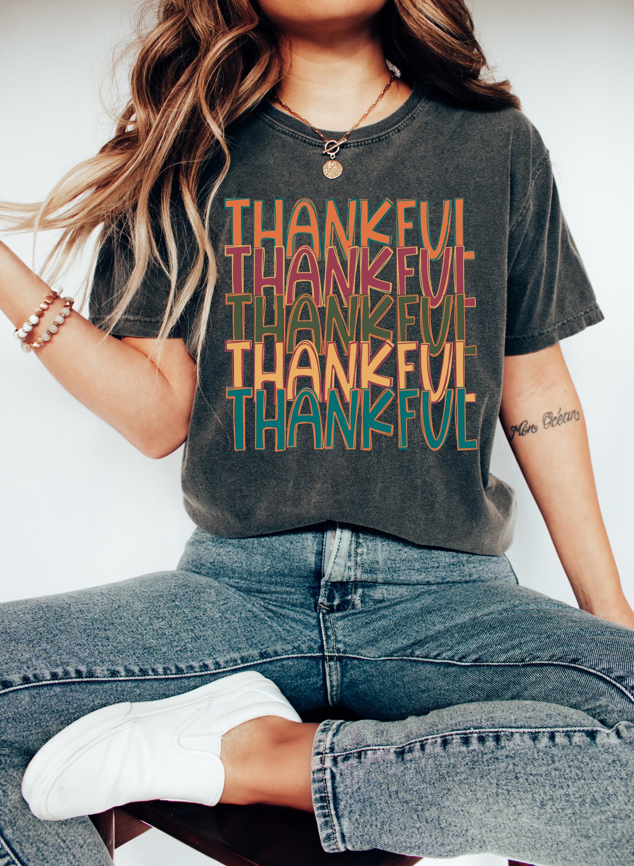 Thankful Comfort Colors T Shirt, Thanksgiving Tshirt, Halloween shirt, Autumn Tee, Fall Tee, Trendy Womens Graphic T, Fall T, Pumpkin Shirt