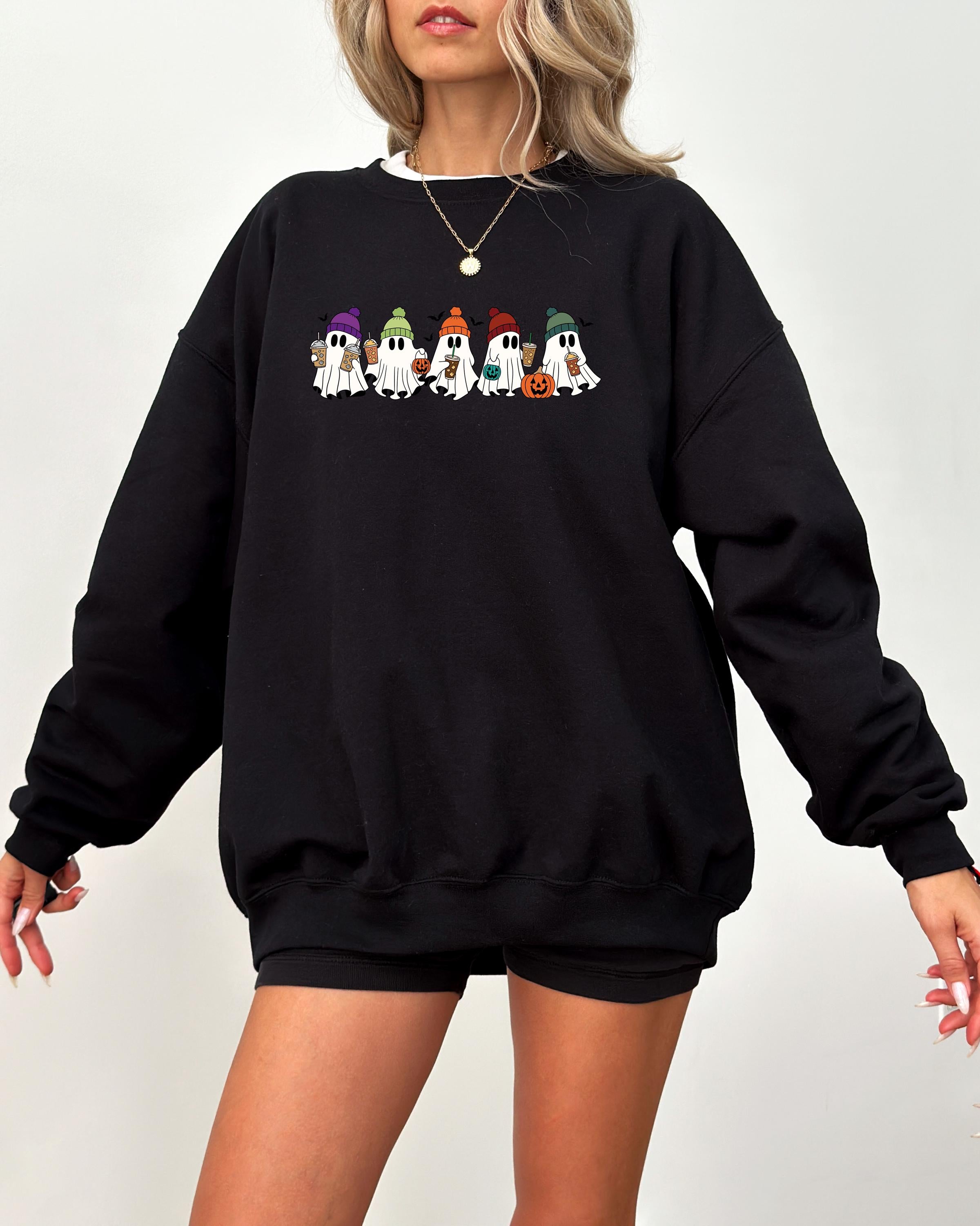 Cute Ghost Halloween Sweatshirt, Fall Design, Cute Vintage Halloween Sweater, Autumn Sweater, Trick or Treating Ghosts