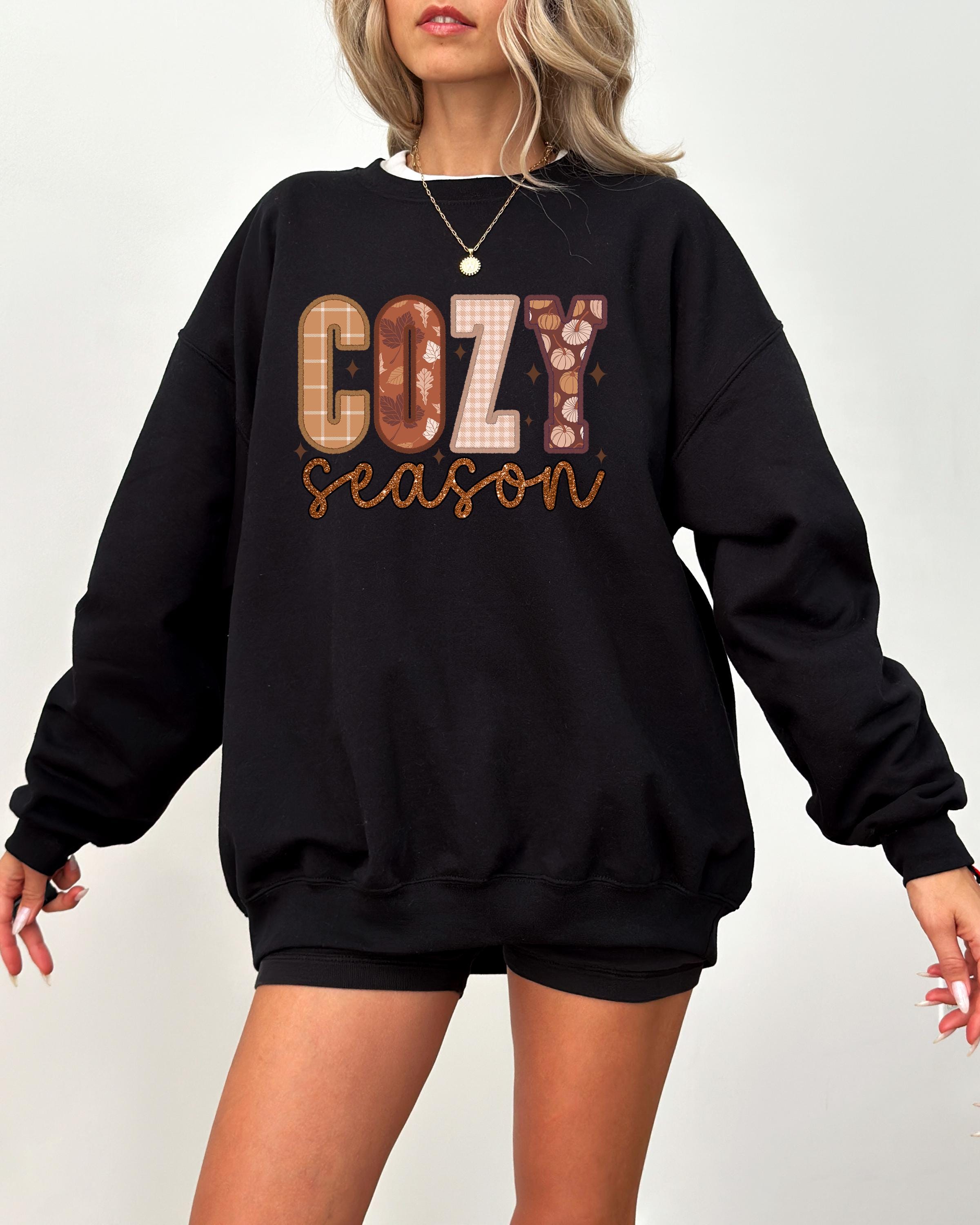 Cozy Season Thanksgiving Sweatshirt, Retro Thanksgiving Women's Sweater, Vintage Cozy Sweater, Fall Shirt, Cute Fall Fleece, Autumn Crewneck