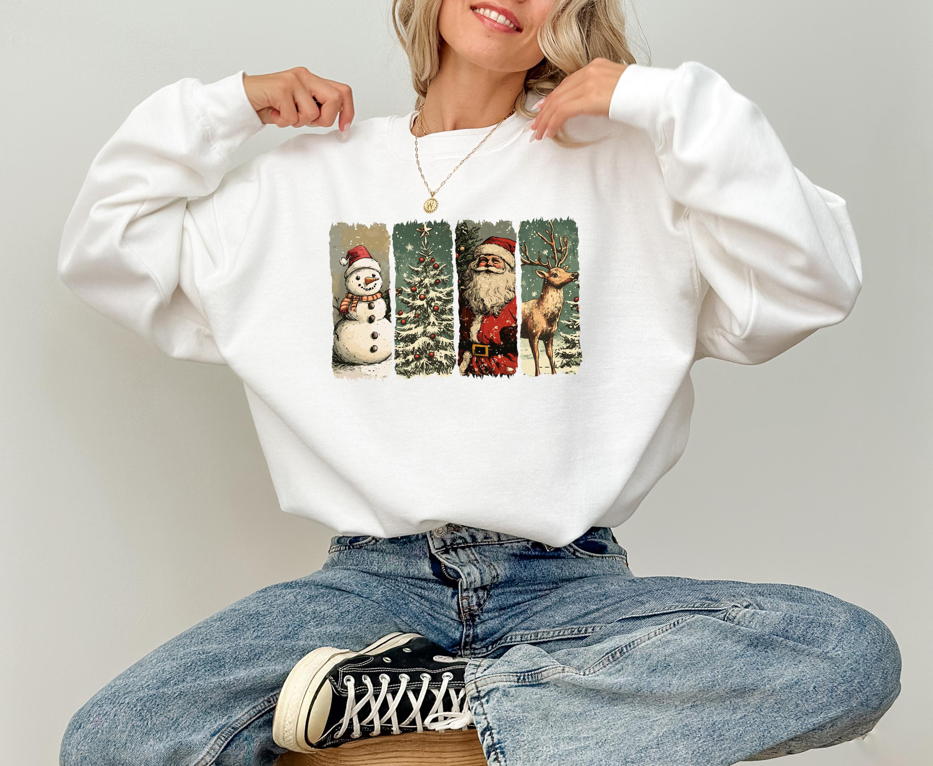 Retro Christmas Nostalgia Sweater, Santa Crewneck, Winter Snowman Sweatshirt, Cute Holiday Crew, Christmas shirt, Christmas Tree Design