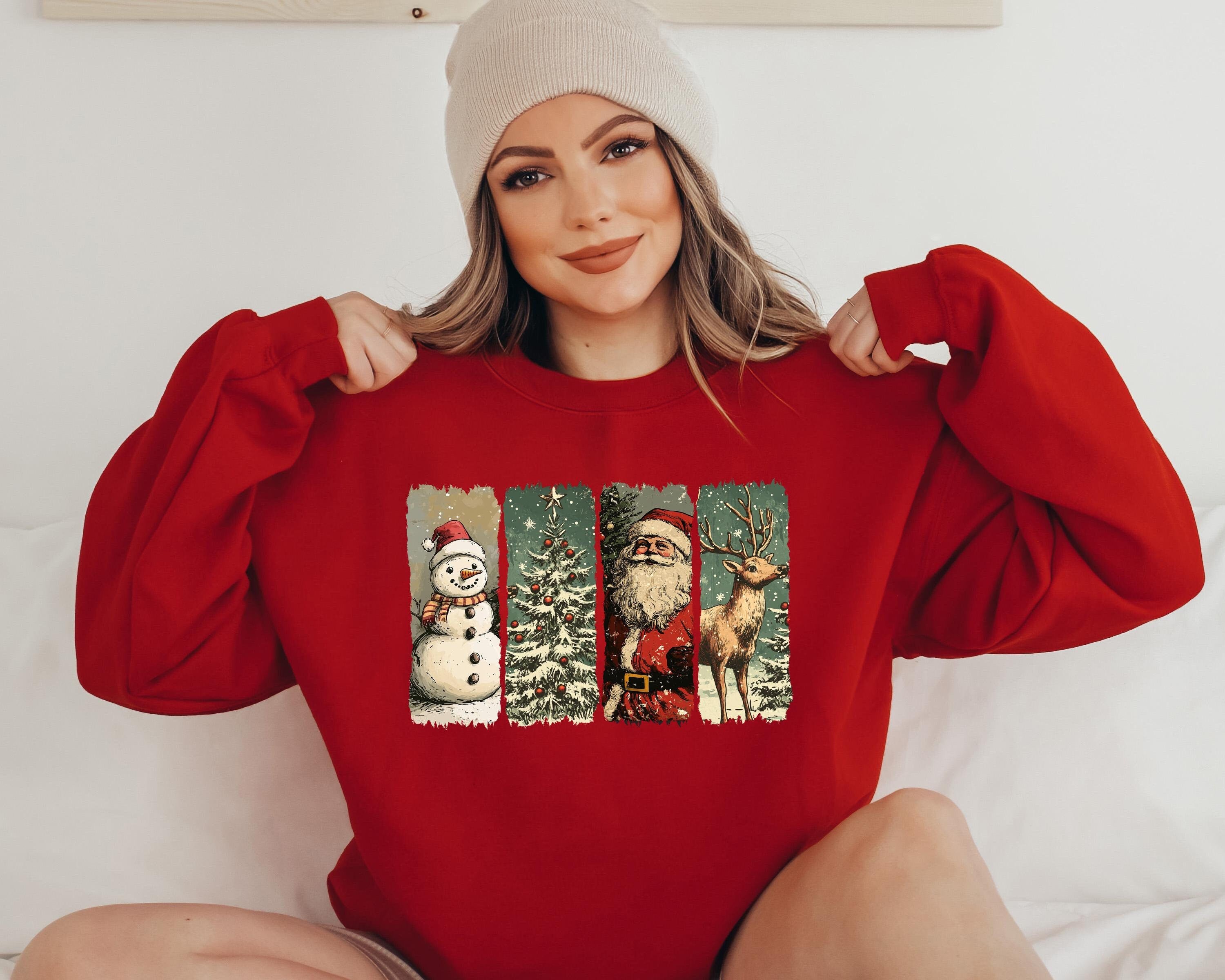 Retro Christmas Nostalgia Sweater, Santa Crewneck, Winter Snowman Sweatshirt, Cute Holiday Crew, Christmas shirt, Christmas Tree Design