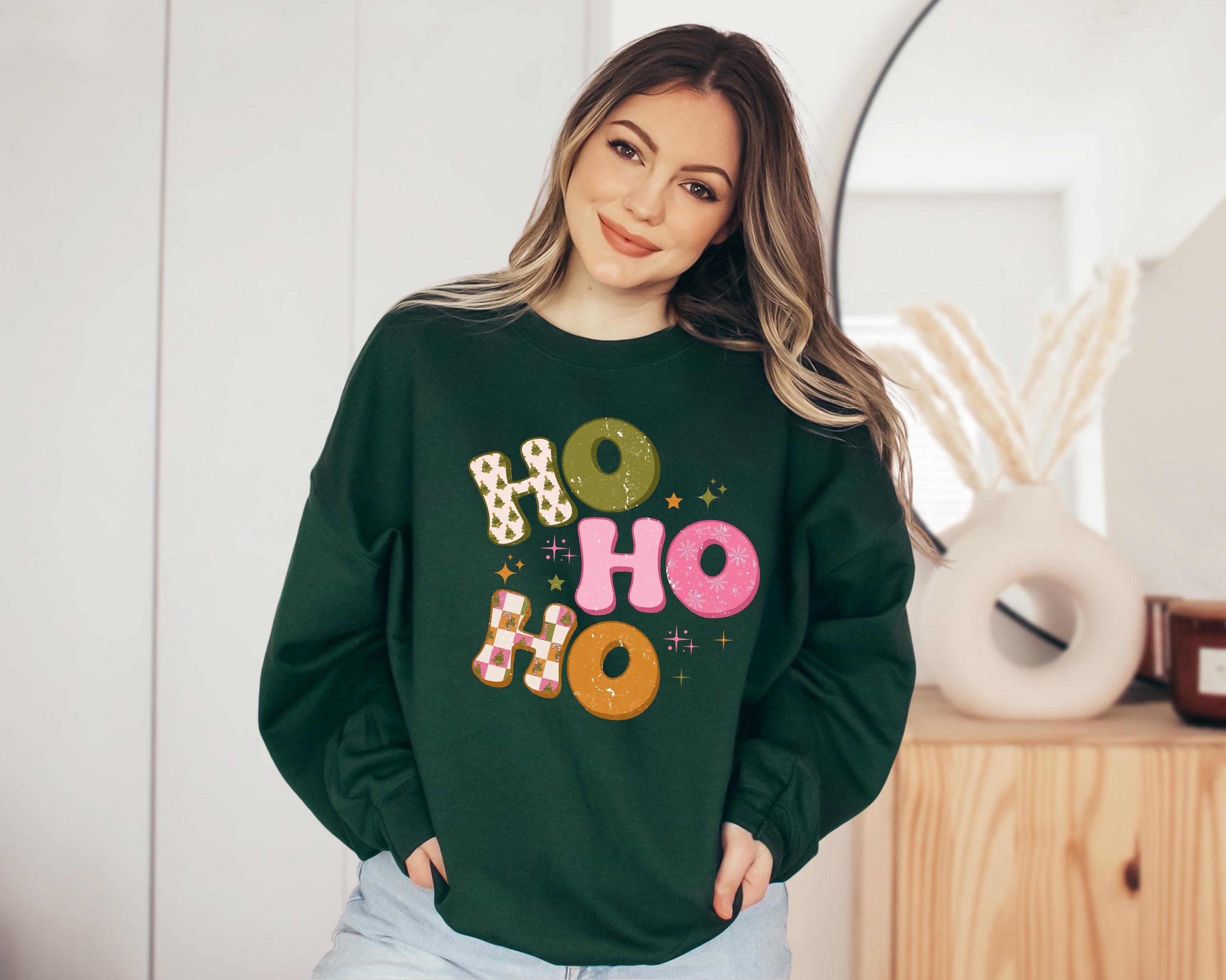 Retro Ho Ho Ho Christmas Sweater, Grunge Christmas Crewneck, Winter Sweatshirt, Cute Holiday Crew, Christmas TShirt, Xmas Design Holiday T