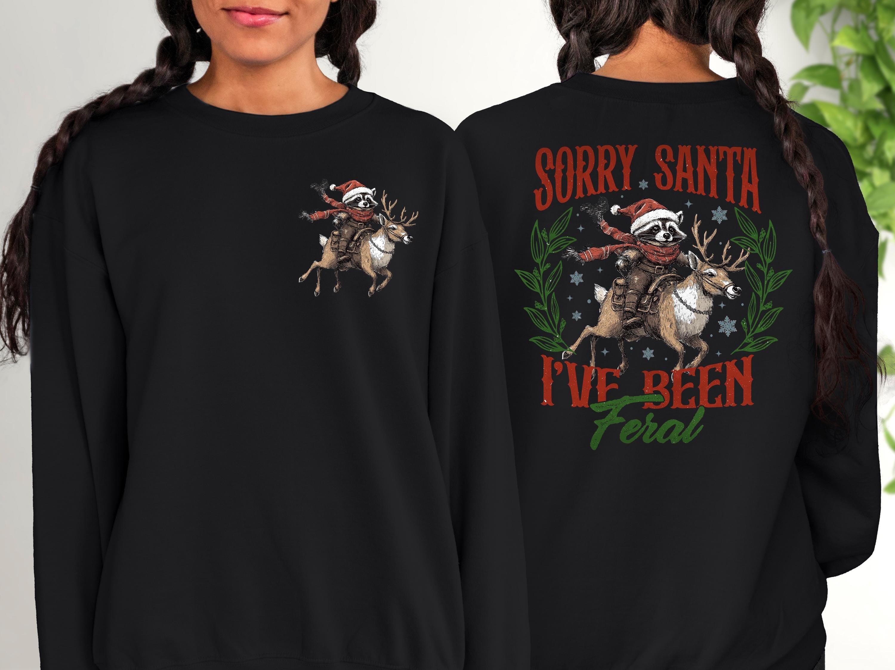 Sorry Santa I've Been Feral Christmas Sweater, Trendy Santa Crewneck, Winter Sweatshirt, Cute Holiday Crew, Christmas Shirt, Xmas Design