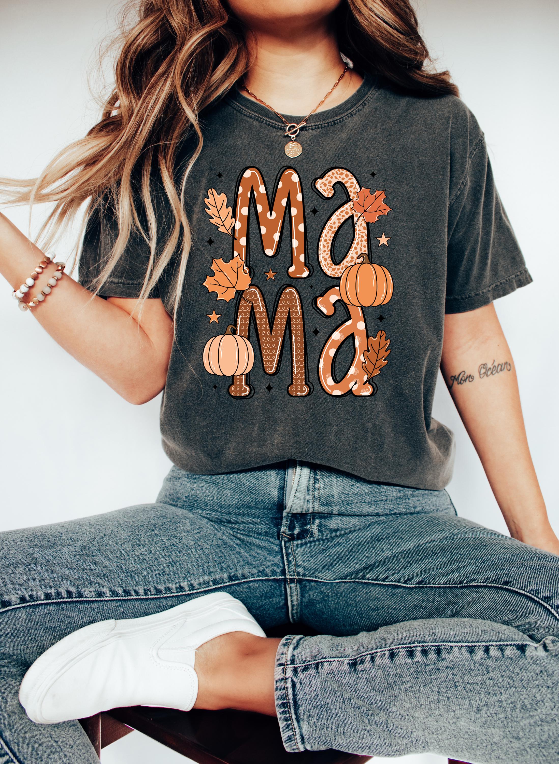 Fall Mama Comfort Colors T Shirt, Retro Thanksgiving Tshirt, Halloween T, Autumn Design, Women's Graphic T, Harvets Foliage Mom Shirt,