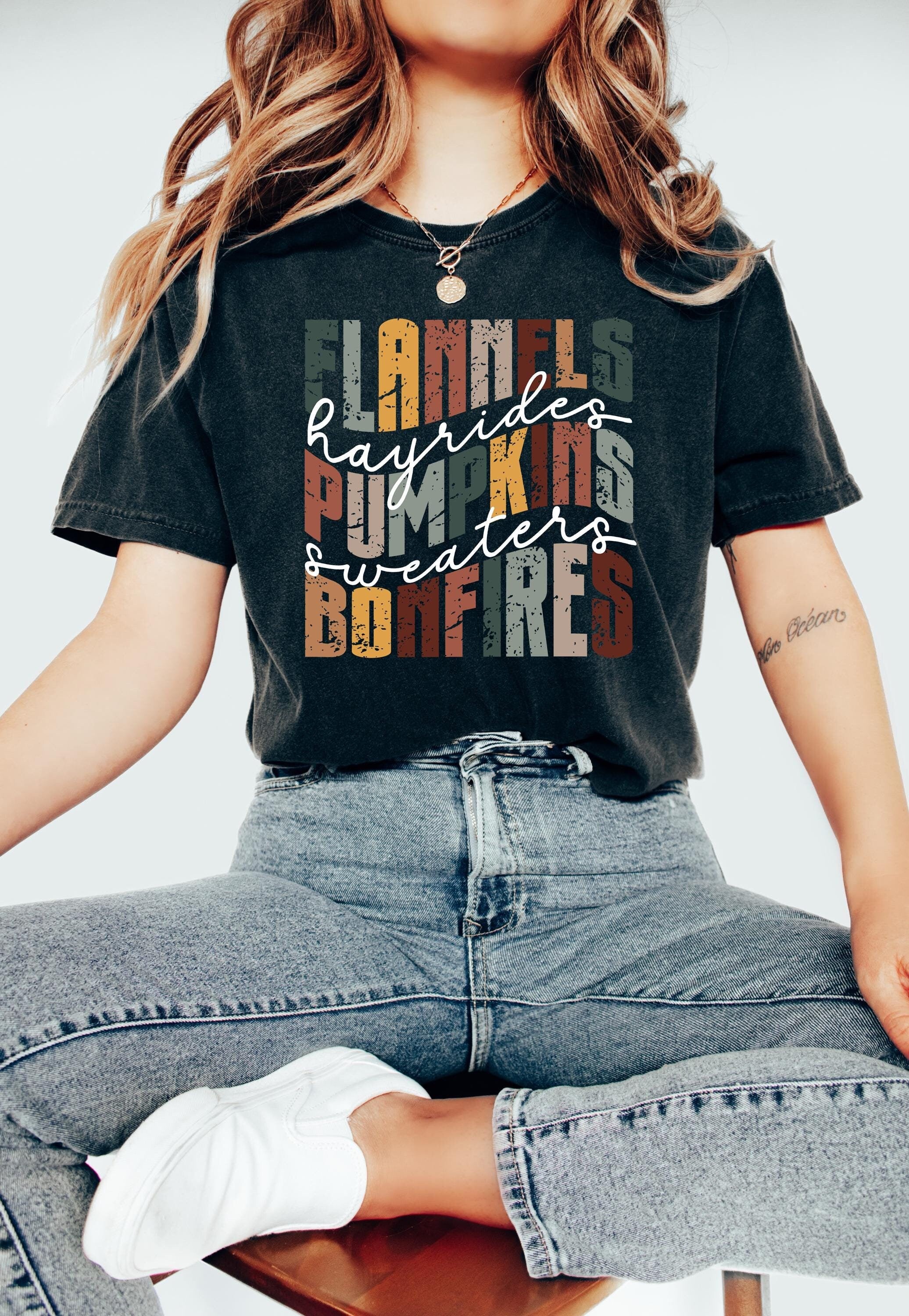 Cute Fall Comfort Colors Tshirt, Flannels Pumpkins Bonfires, Thanksgiving Pumpkin Shirt, Hay Rides and Sweaters T, Cozy Shirt, Autumn Shirt