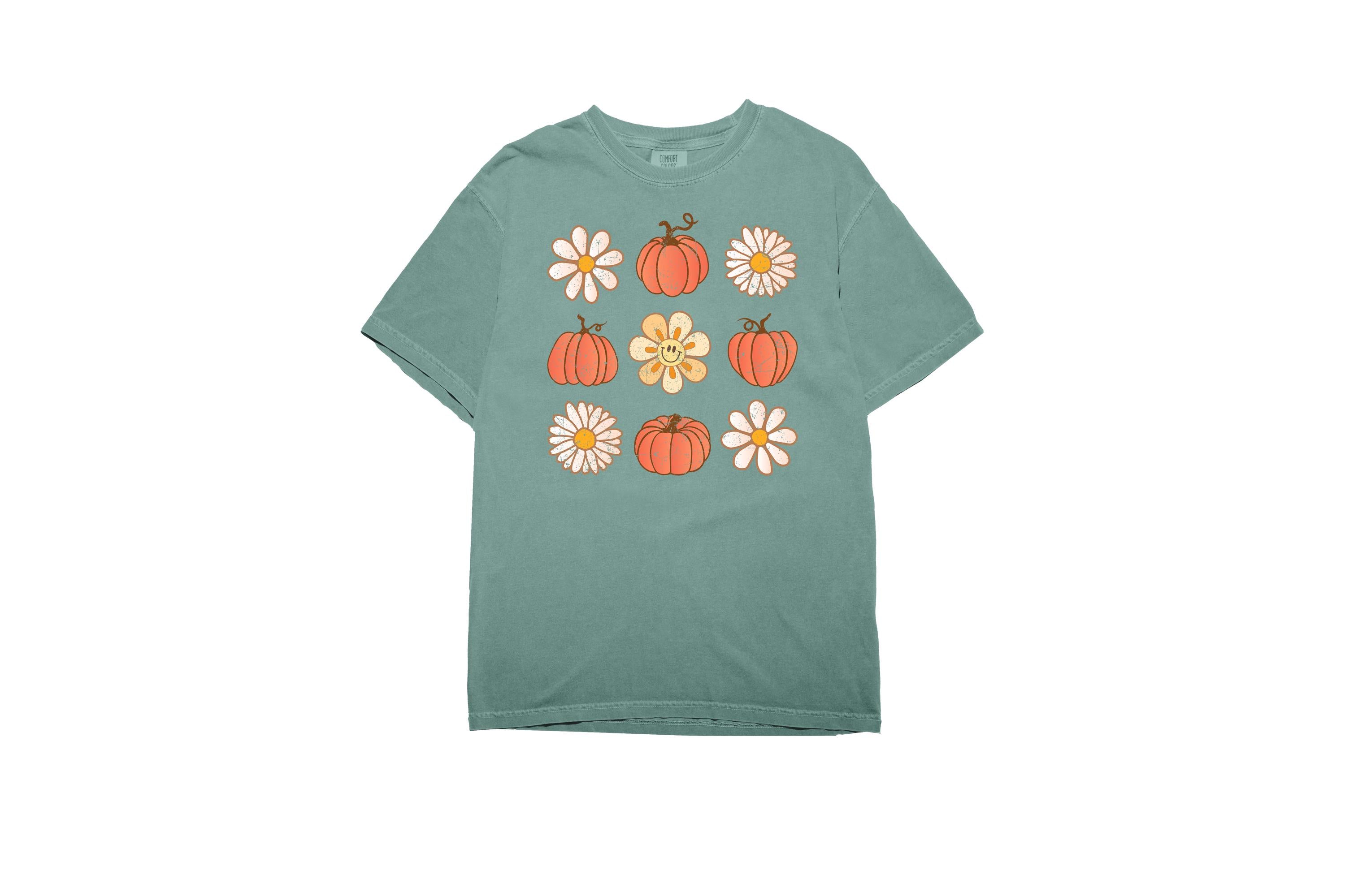 Cute Fall Flowers Comfort Colors T Shirt, Thanksgiving shirt, Halloween T, Cute Autumn Tshirt, Women's Graphic T, Retro Pumpkin Patch T,