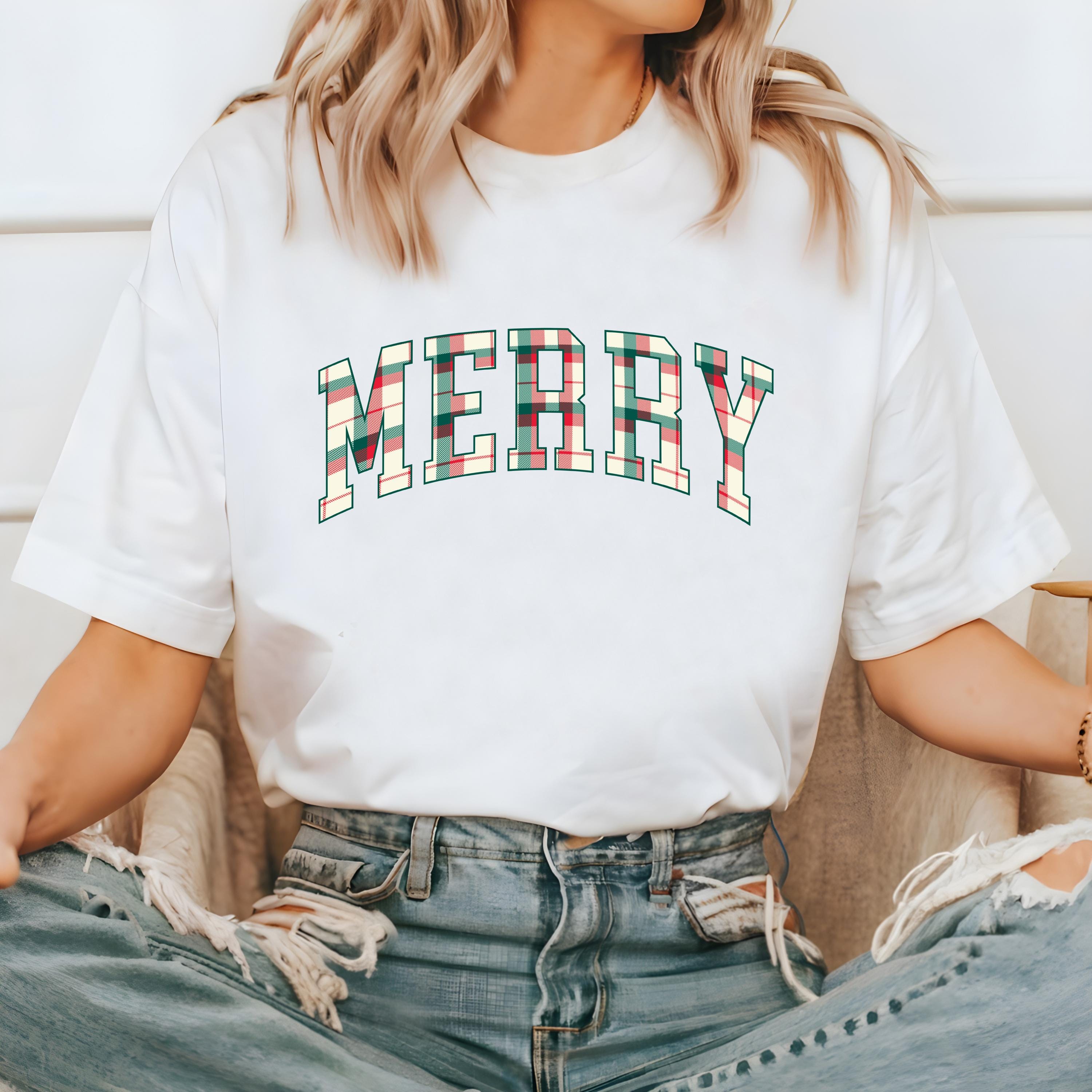 Retro Plaid Merry Christmas Comfort Colors Shirt, Vintage Christmas TShirt, Cute Holiday Shirt, Xmas T-Shirt, Cozy Holiday Tee,