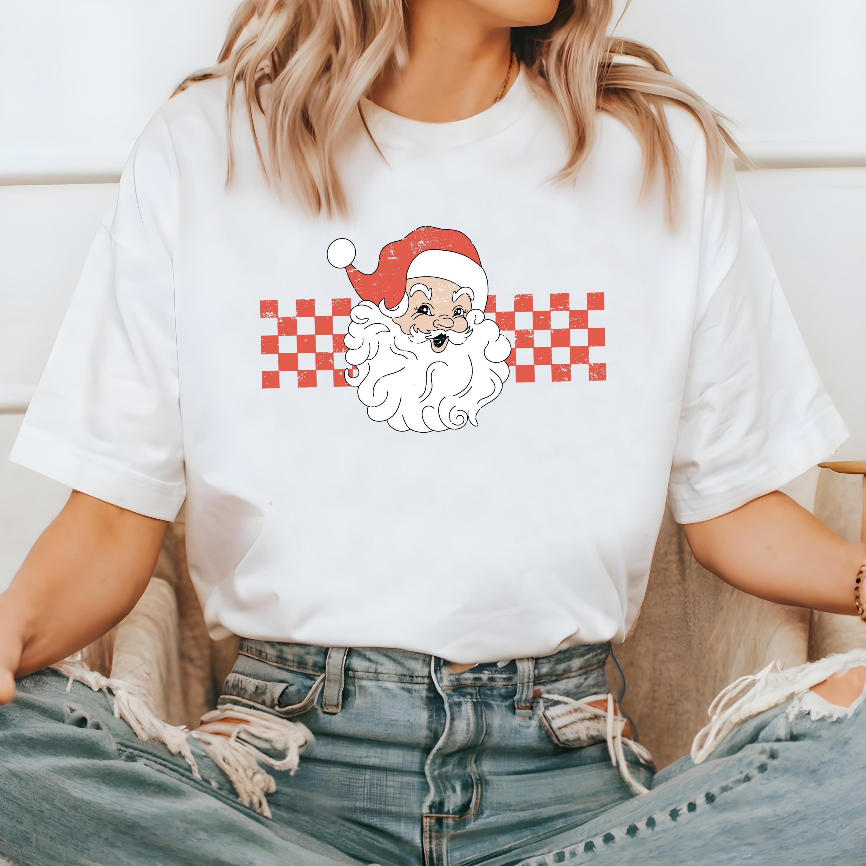 Santa Christmas Comfort Colors Shirt, Retro Distressed Christmas TShirt, Cute Holiday Shirt, Cozy Holiday Tee, Vintage Xmas T-Shirt