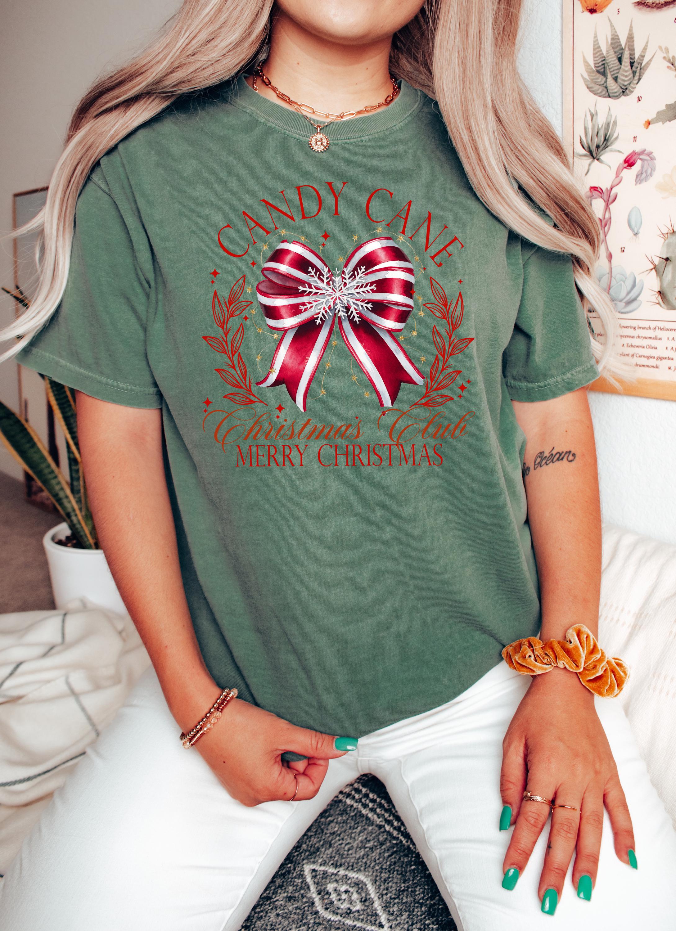 Retro Merry Christmas Comfort Colors Shirt, Candy Cane Christmas Club, Vintage Christmas TShirt, Cute Holiday Shirt, Cozy Holiday Tee,