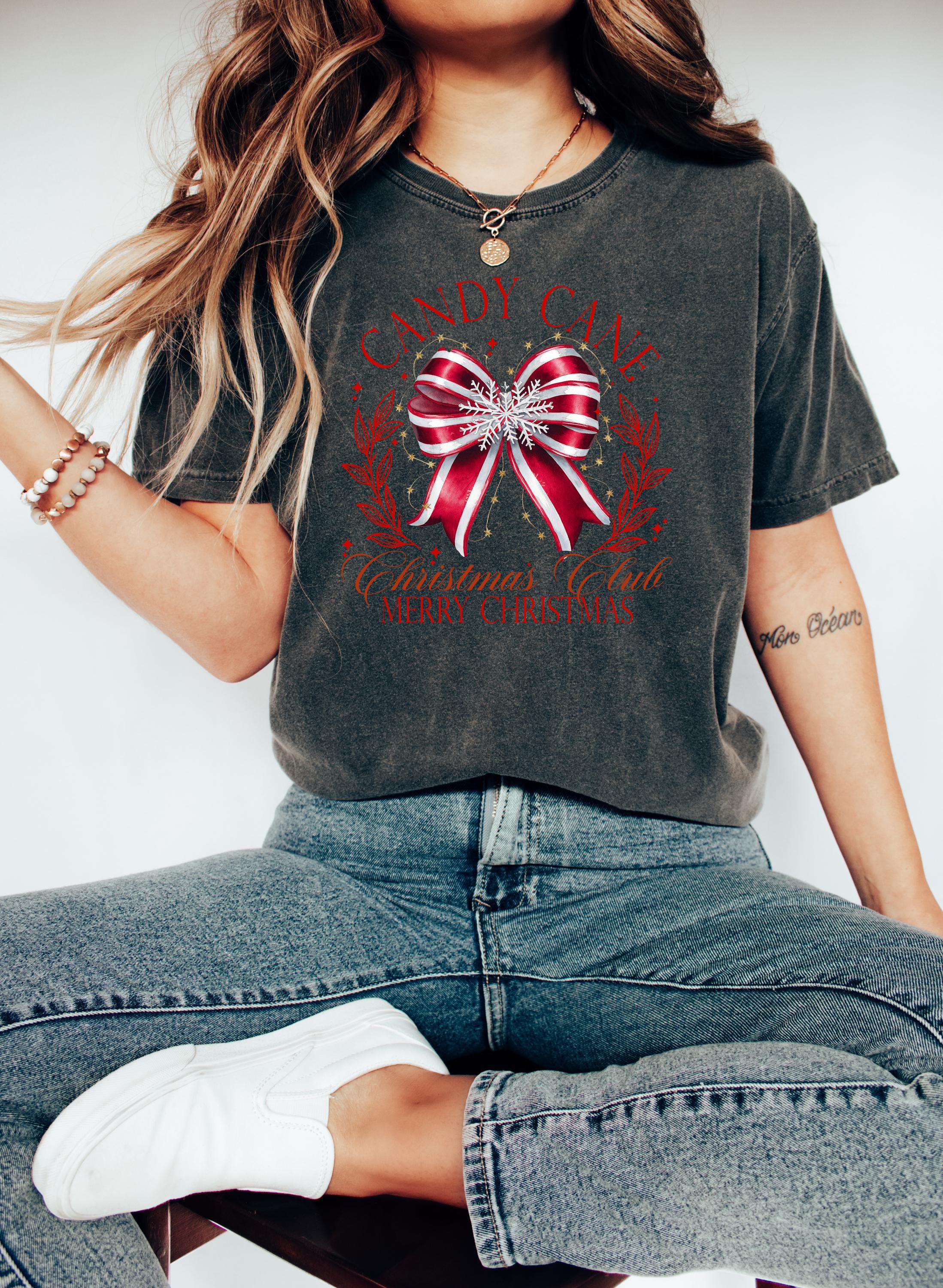 Retro Merry Christmas Comfort Colors Shirt, Candy Cane Christmas Club, Vintage Christmas TShirt, Cute Holiday Shirt, Cozy Holiday Tee,