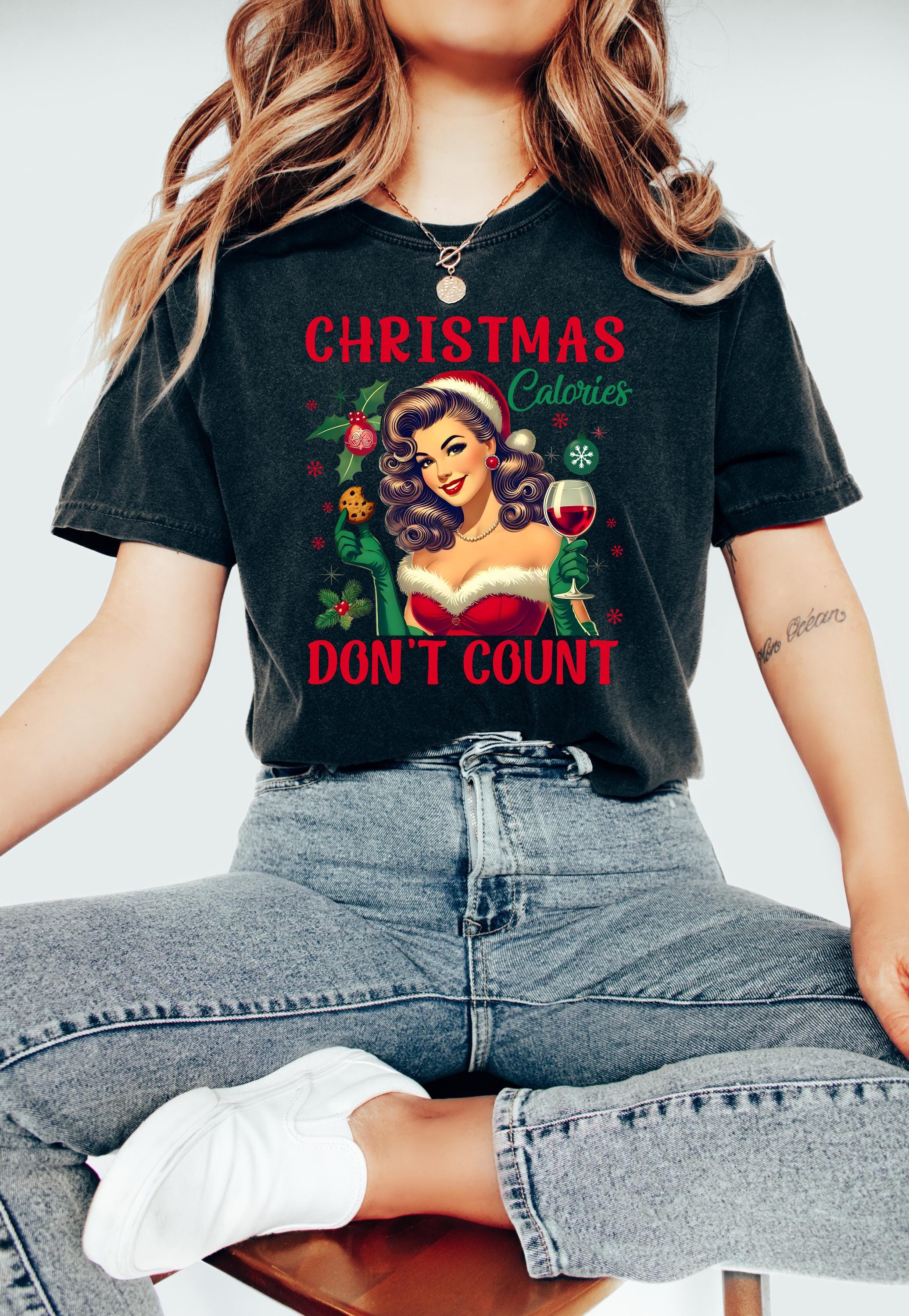 Reto Christmas Comfort Colors Shirt, Christmas Calories Don't Count, Vintage Christmas TShirt, Cute Holiday Shirt, Cozy Holiday Tee, Funny