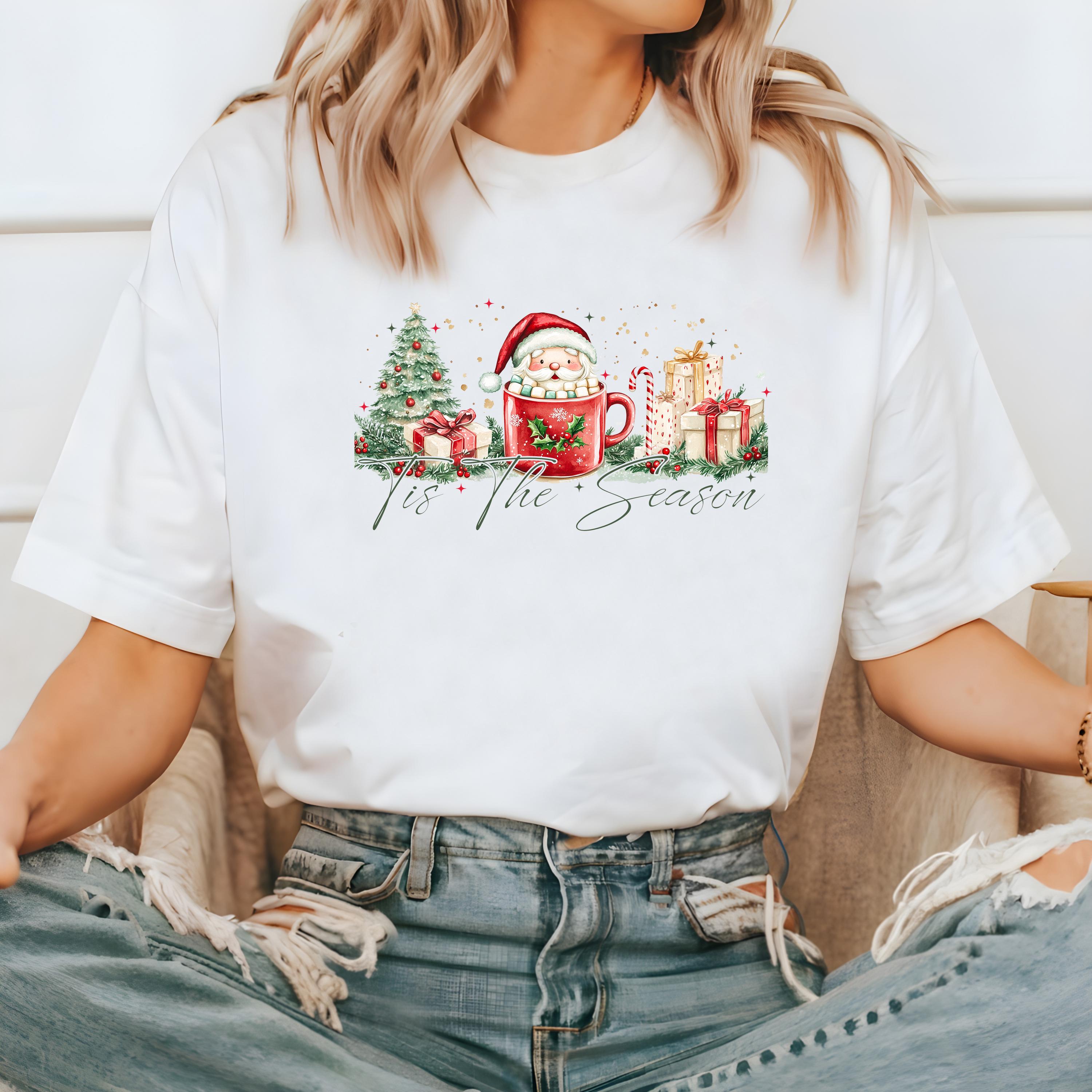 Retro Tis The Season Comfort Colors Shirt, Vintage Merry Christmas TShirt, Holiday Shirt, Xmas T-Shirt, Cozy Holiday Tee, Santa Claus Shirt