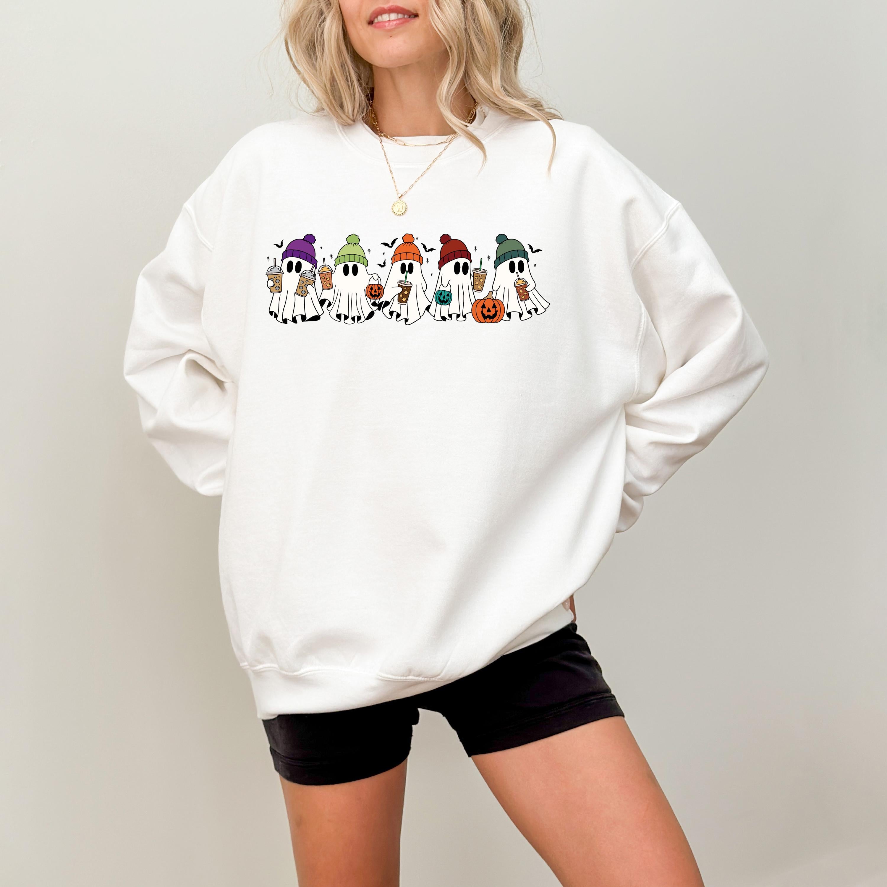 Cute Ghost Halloween Sweatshirt, Fall Design, Cute Vintage Halloween Sweater, Autumn Sweater, Trick or Treating Ghosts