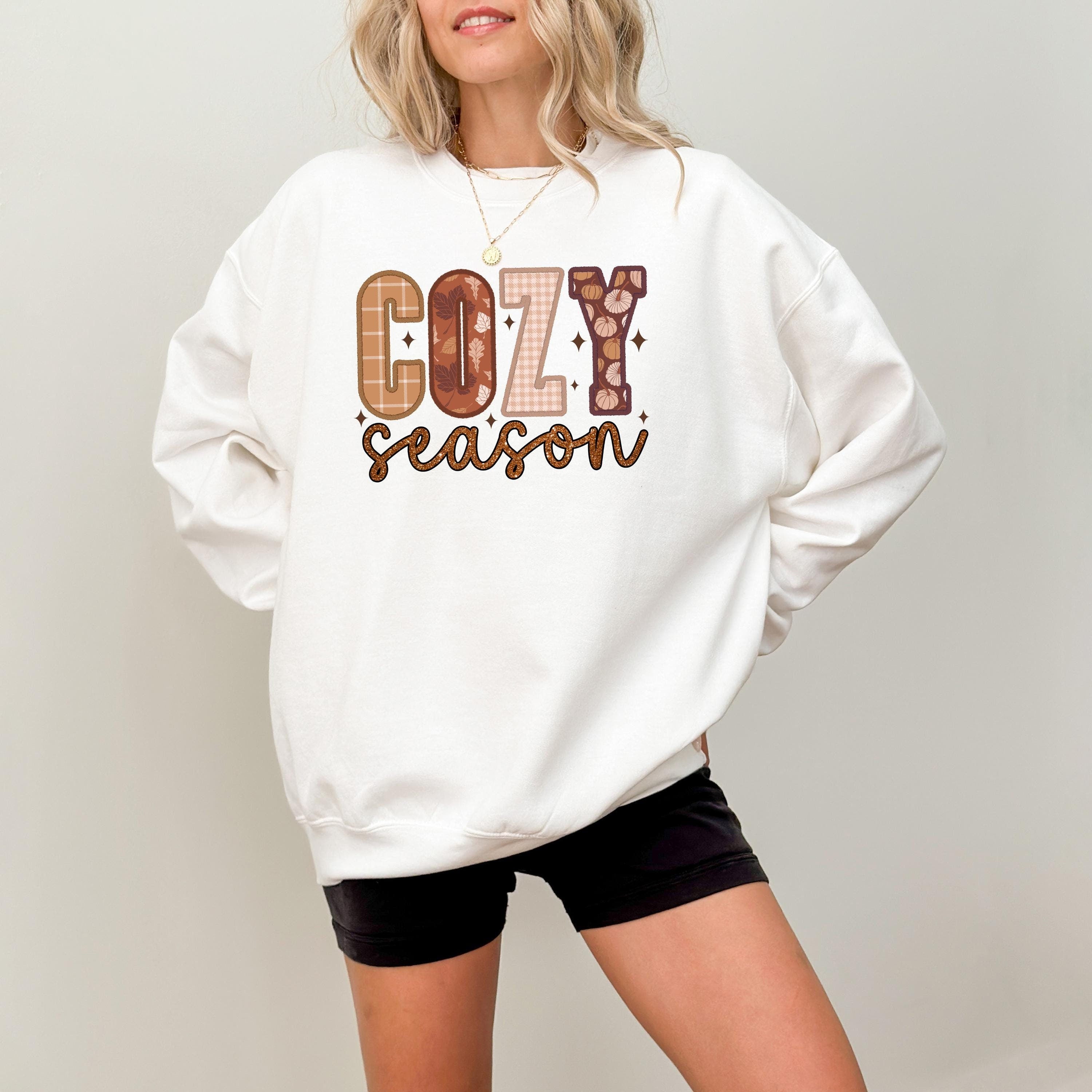 Cozy Season Thanksgiving Sweatshirt, Retro Thanksgiving Women's Sweater, Vintage Cozy Sweater, Fall Shirt, Cute Fall Fleece, Autumn Crewneck