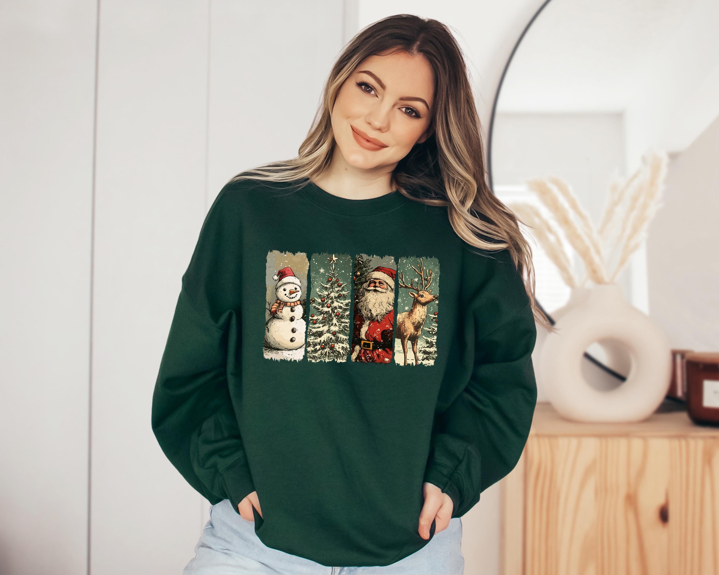 Retro Christmas Nostalgia Sweater, Santa Crewneck, Winter Snowman Sweatshirt, Cute Holiday Crew, Christmas shirt, Christmas Tree Design