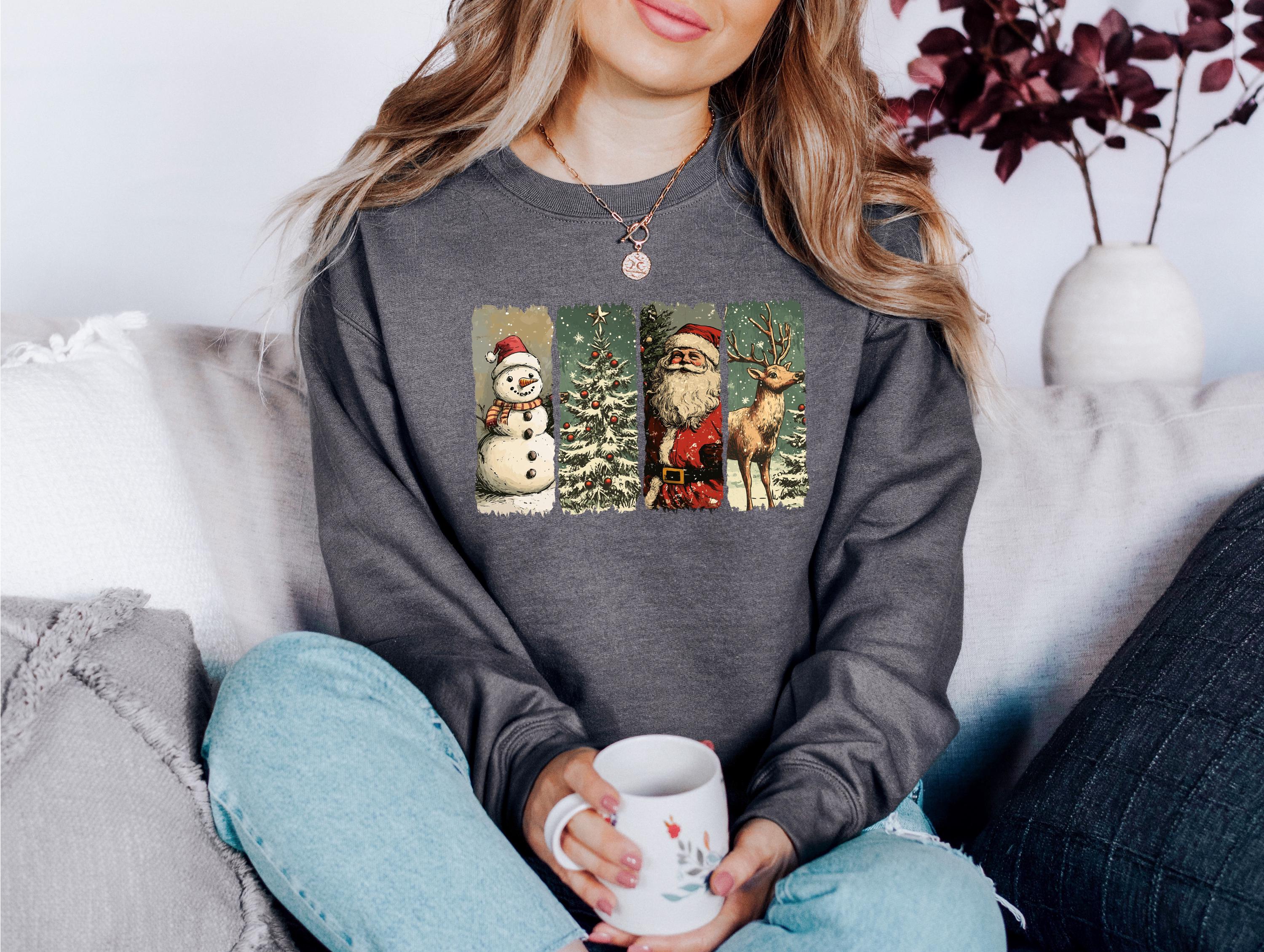 Retro Christmas Nostalgia Sweater, Santa Crewneck, Winter Snowman Sweatshirt, Cute Holiday Crew, Christmas shirt, Christmas Tree Design