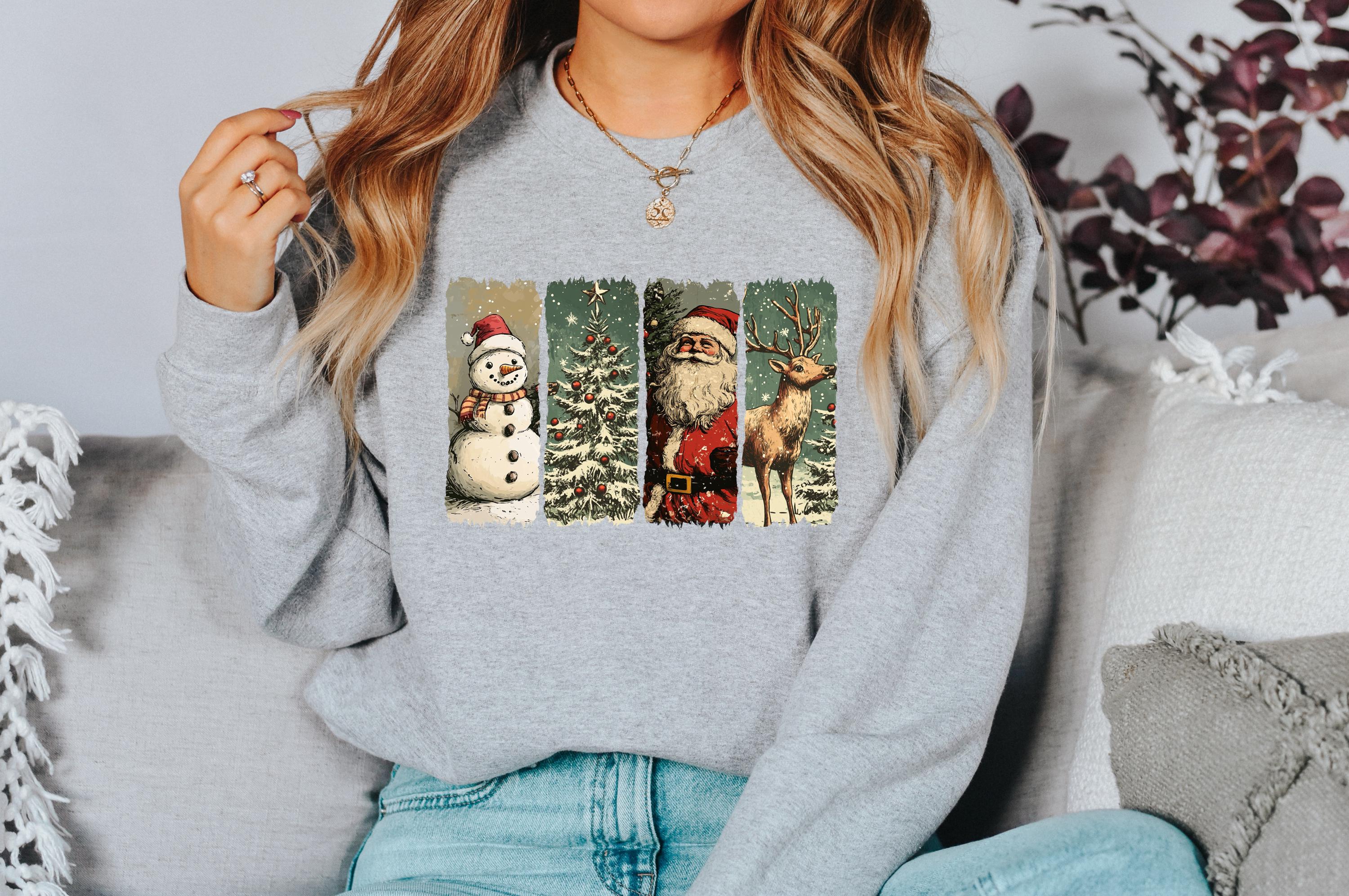 Retro Christmas Nostalgia Sweater, Santa Crewneck, Winter Snowman Sweatshirt, Cute Holiday Crew, Christmas shirt, Christmas Tree Design