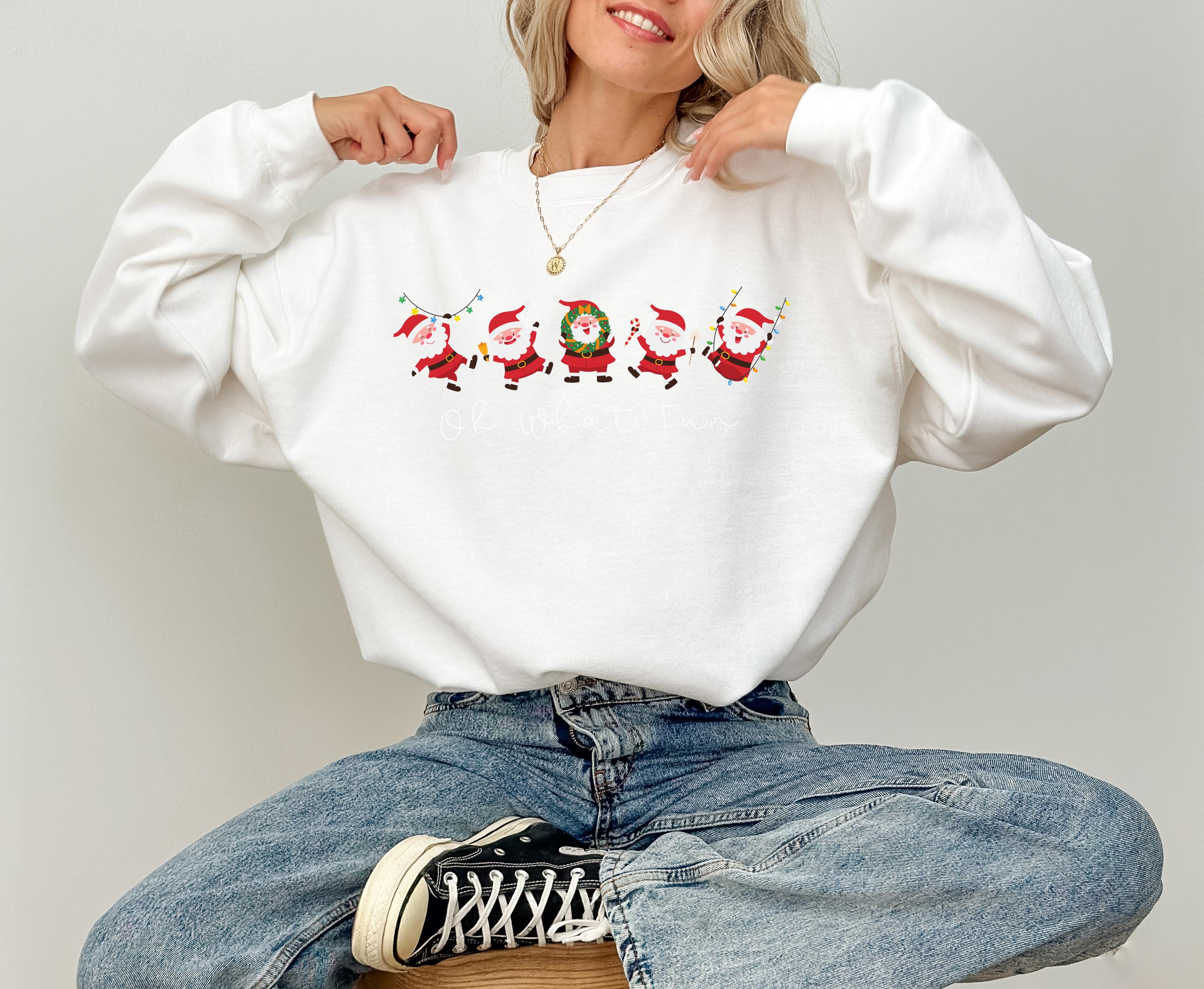 Oh What Fun Santa Christmas Sweater, Christmas Crewneck, Winter Sweatshirt, Cute Holiday Crew, Christmas Tshirt, Christmas Design Tee