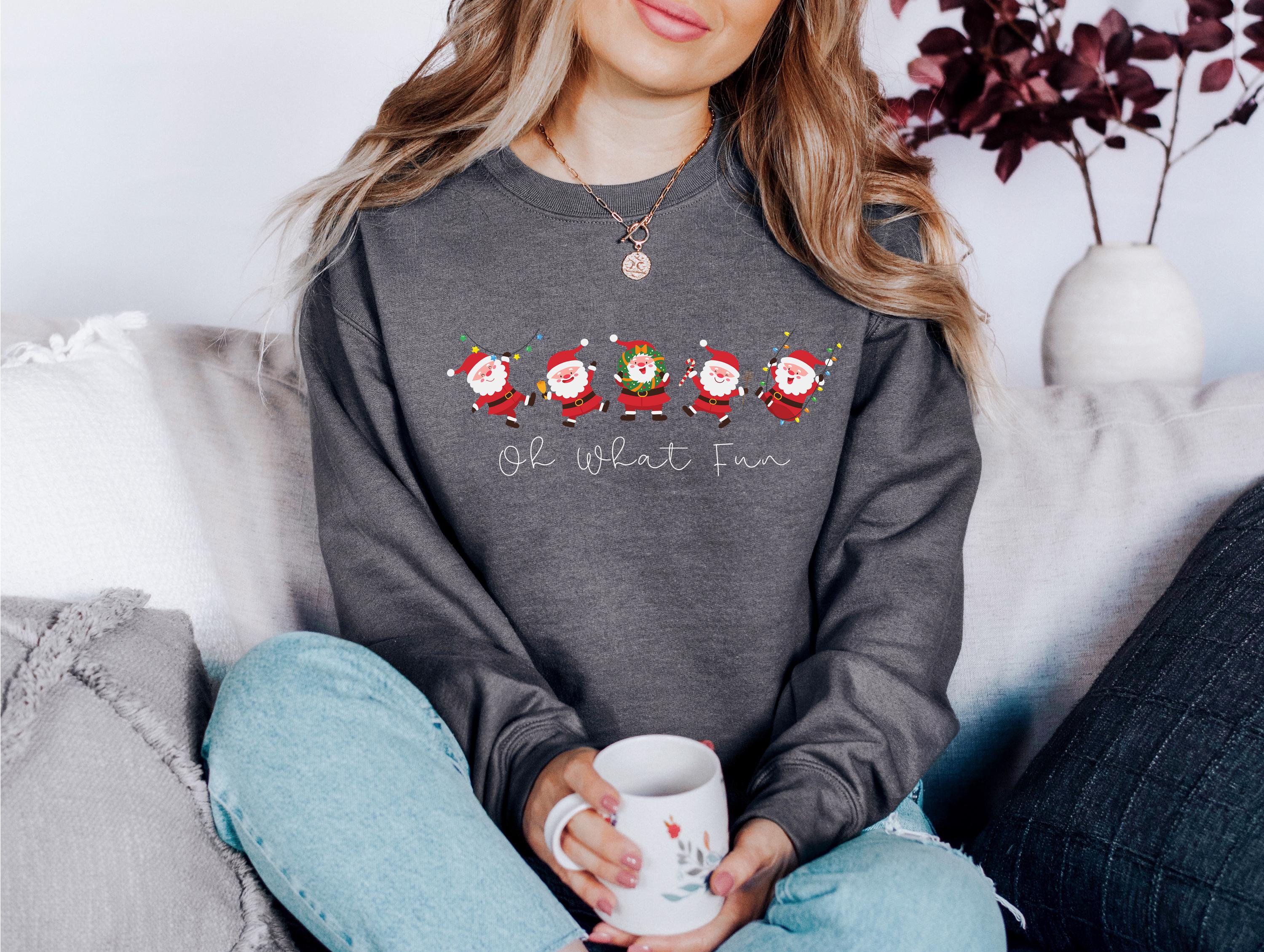 Oh What Fun Santa Christmas Sweater, Christmas Crewneck, Winter Sweatshirt, Cute Holiday Crew, Christmas Tshirt, Christmas Design Tee