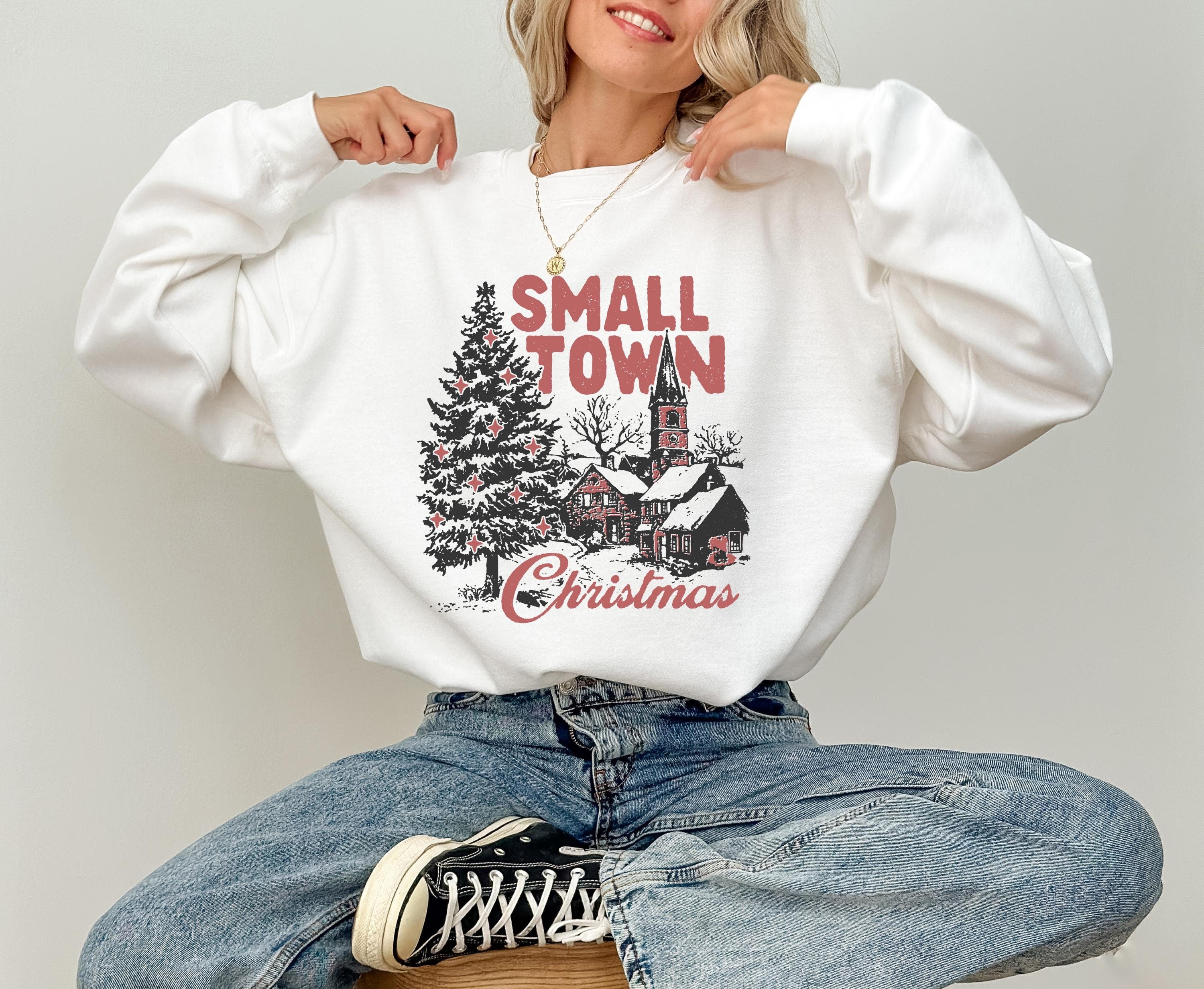 Retro Small Town Christmas Sweater, Vintage Santa Crewneck, Winter Sweatshirt, Cute Holiday Crew, Christmas T-Shirt, Xmas Design, Holiday T