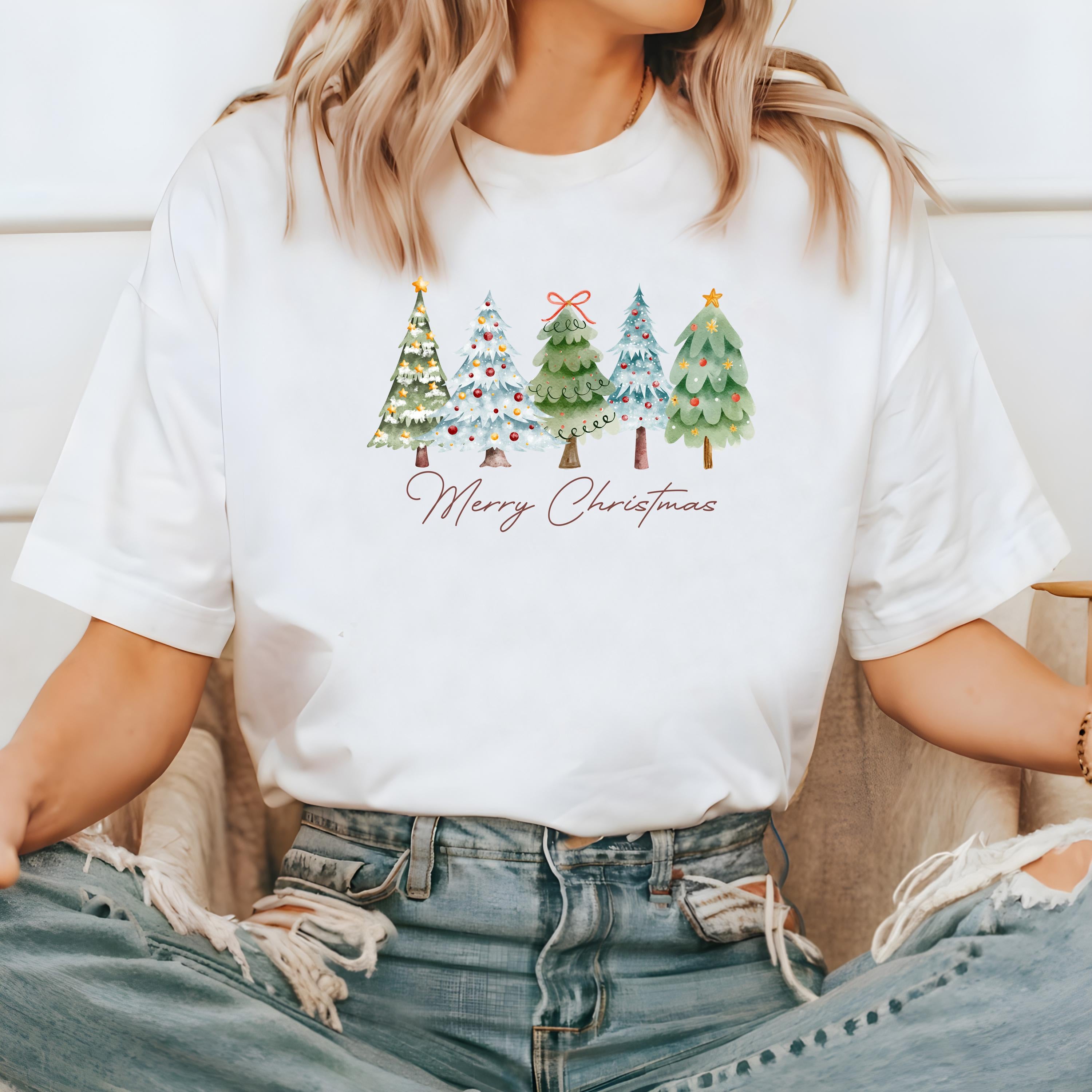 Retro Christmas Tree Comfort Colors Shirt, Vintage Christmas TShirt, Holiday Shirt, Cozy Holiday Tee, Christmas Tree Design