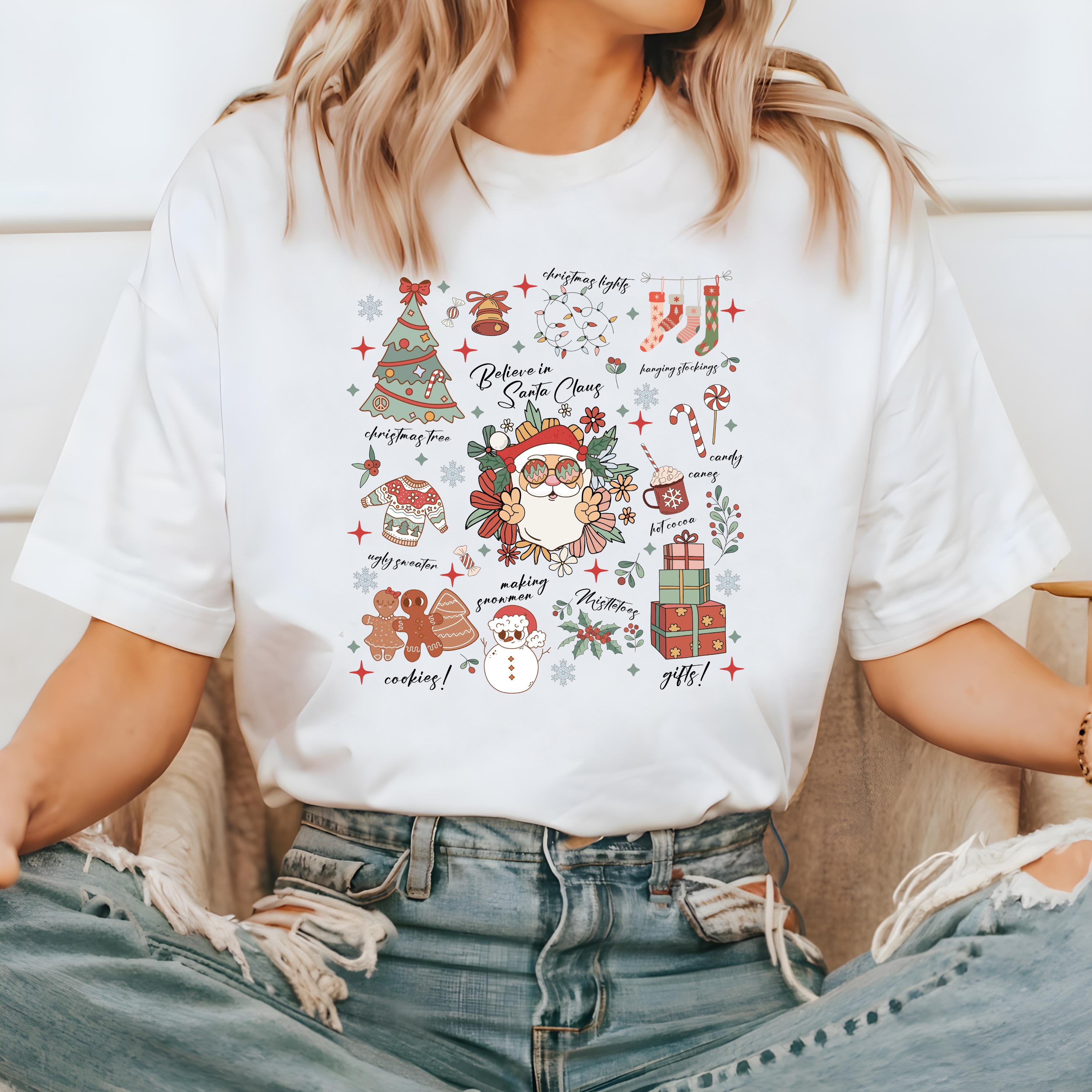 Retro Christmas Collage Comfort Colors Shirt, Vintage Santa Christmas TShirt, Holiday Shirt, Cozy Holiday Tee, Christmas Tree Design