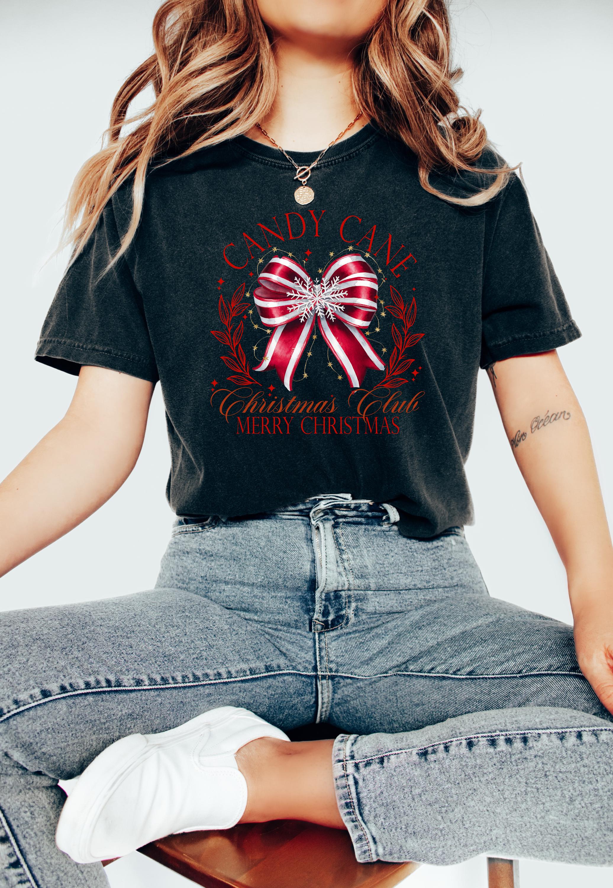 Retro Merry Christmas Comfort Colors Shirt, Candy Cane Christmas Club, Vintage Christmas TShirt, Cute Holiday Shirt, Cozy Holiday Tee,