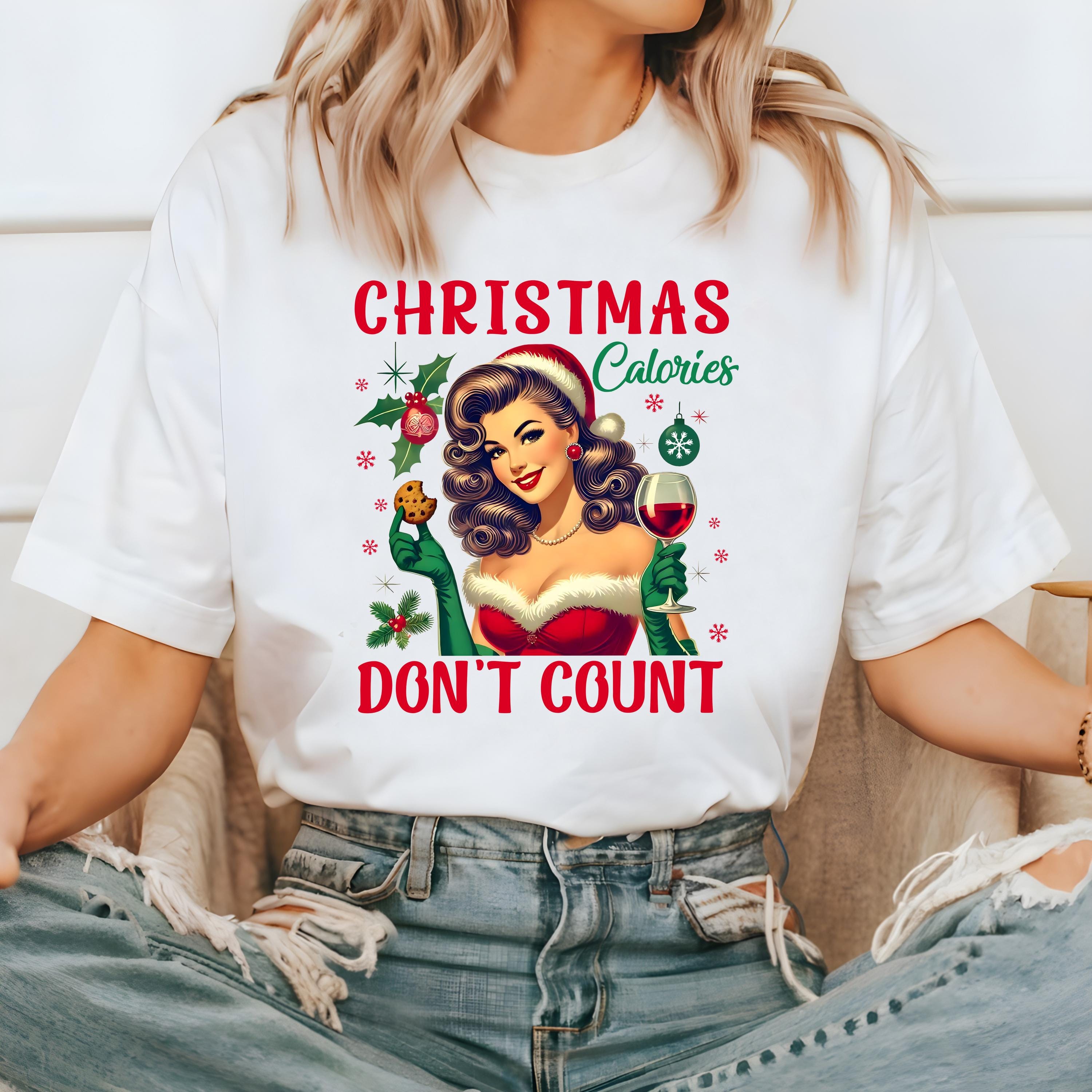 Reto Christmas Comfort Colors Shirt, Christmas Calories Don't Count, Vintage Christmas TShirt, Cute Holiday Shirt, Cozy Holiday Tee, Funny