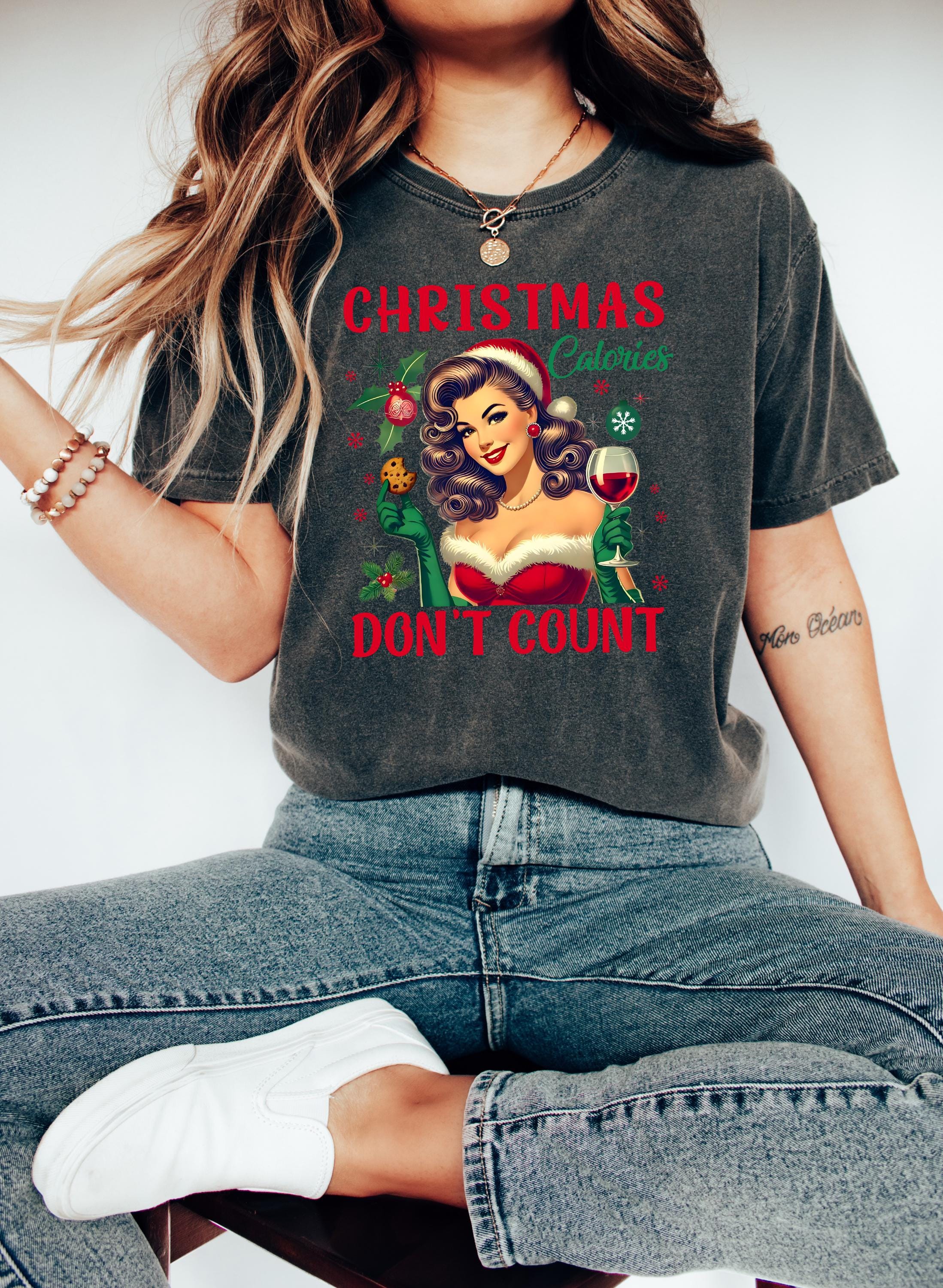 Reto Christmas Comfort Colors Shirt, Christmas Calories Don't Count, Vintage Christmas TShirt, Cute Holiday Shirt, Cozy Holiday Tee, Funny