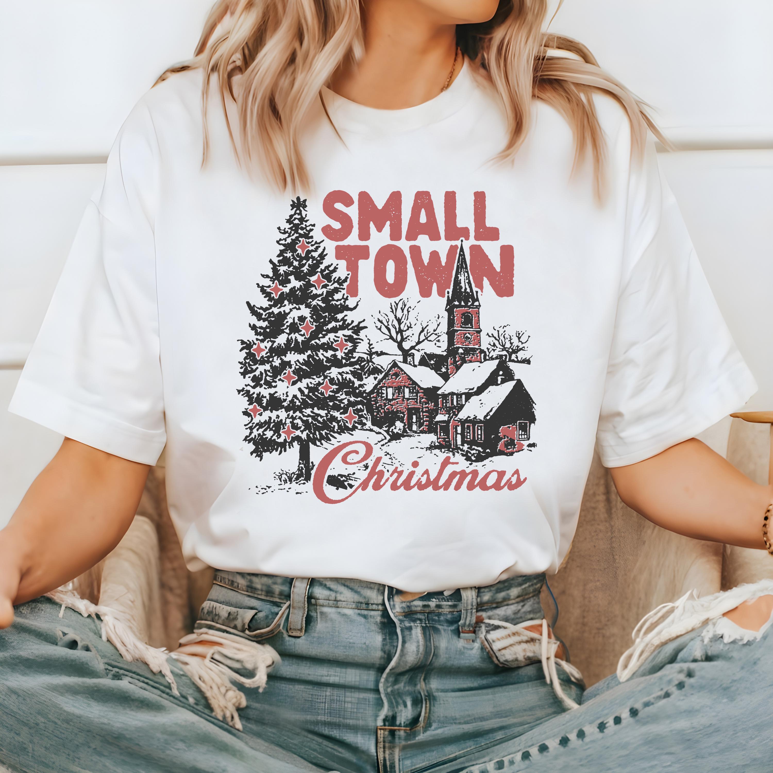 Retro Small Town Christmas Comfort Colors Shirt, Vintage Christmas TShirt, Holiday Shirt, Xmas T-Shirt, Cozy Holiday Tee, Santa Claus Shirt