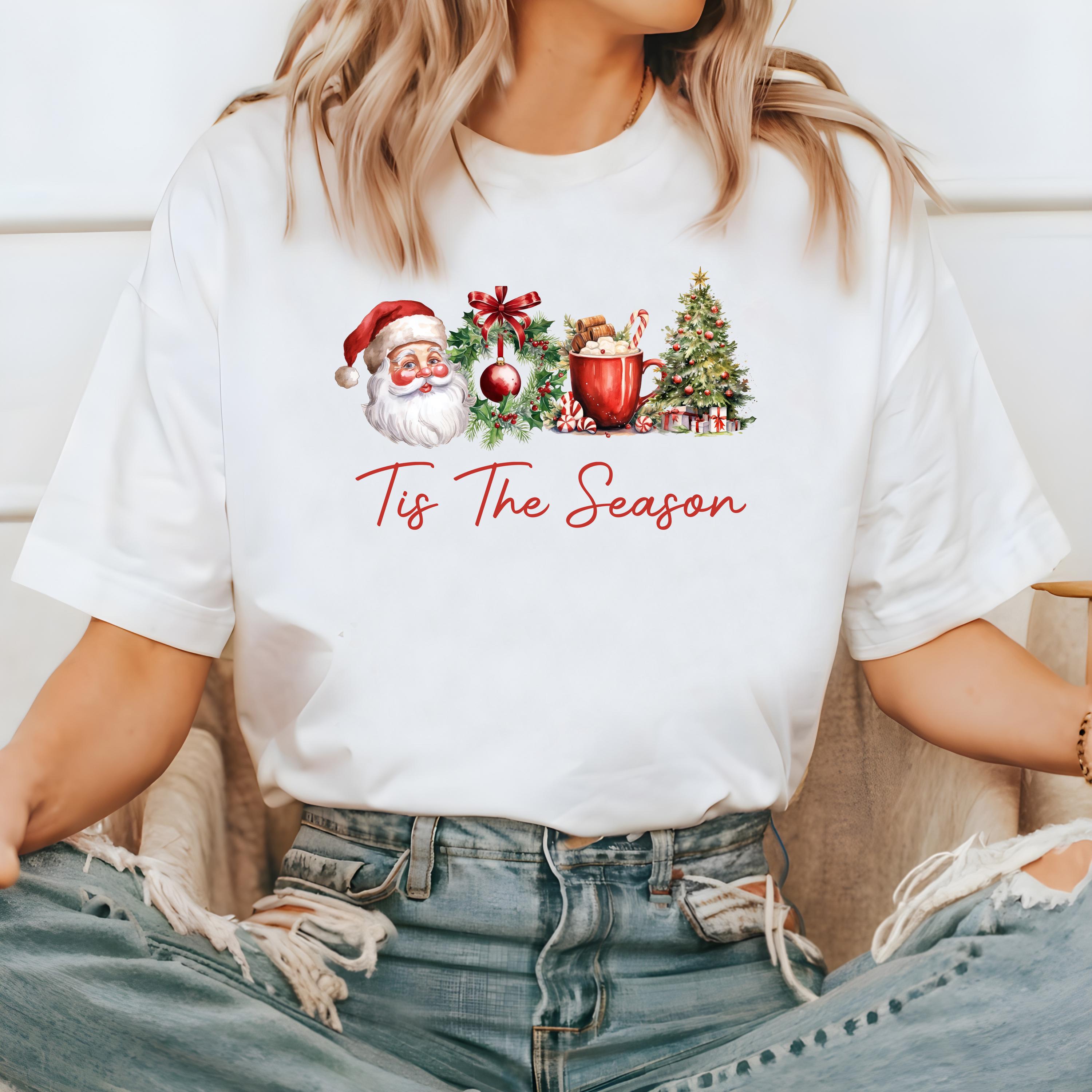 Retro Tis The Season Christmas Comfort Colors Shirt, Vintage Christmas TShirt Holiday Tee, Xmas T-Shirt, Cozy Holiday Tee Santa Claus Shirt